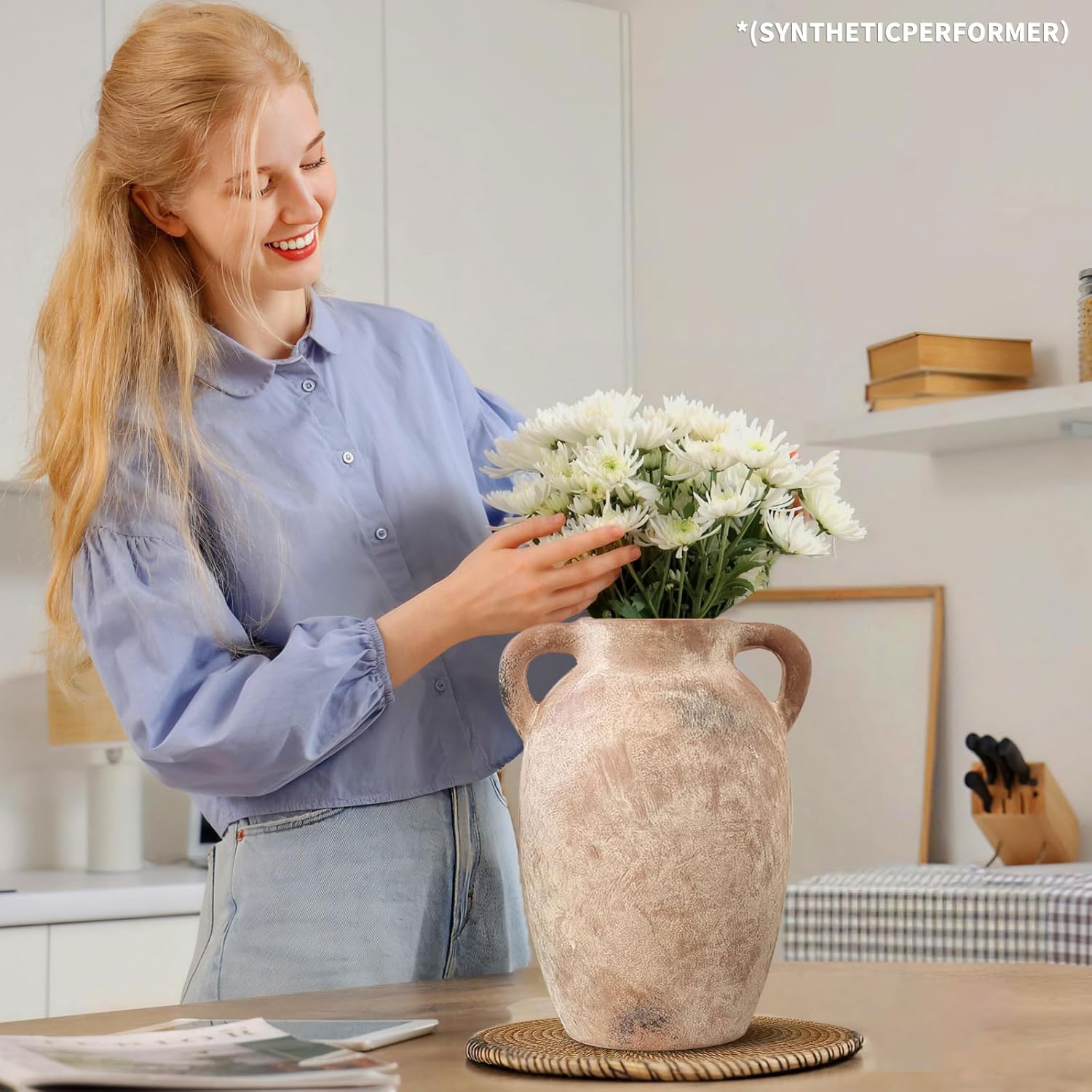 Ceramic Vase-Boho Decorative Vase / Brown