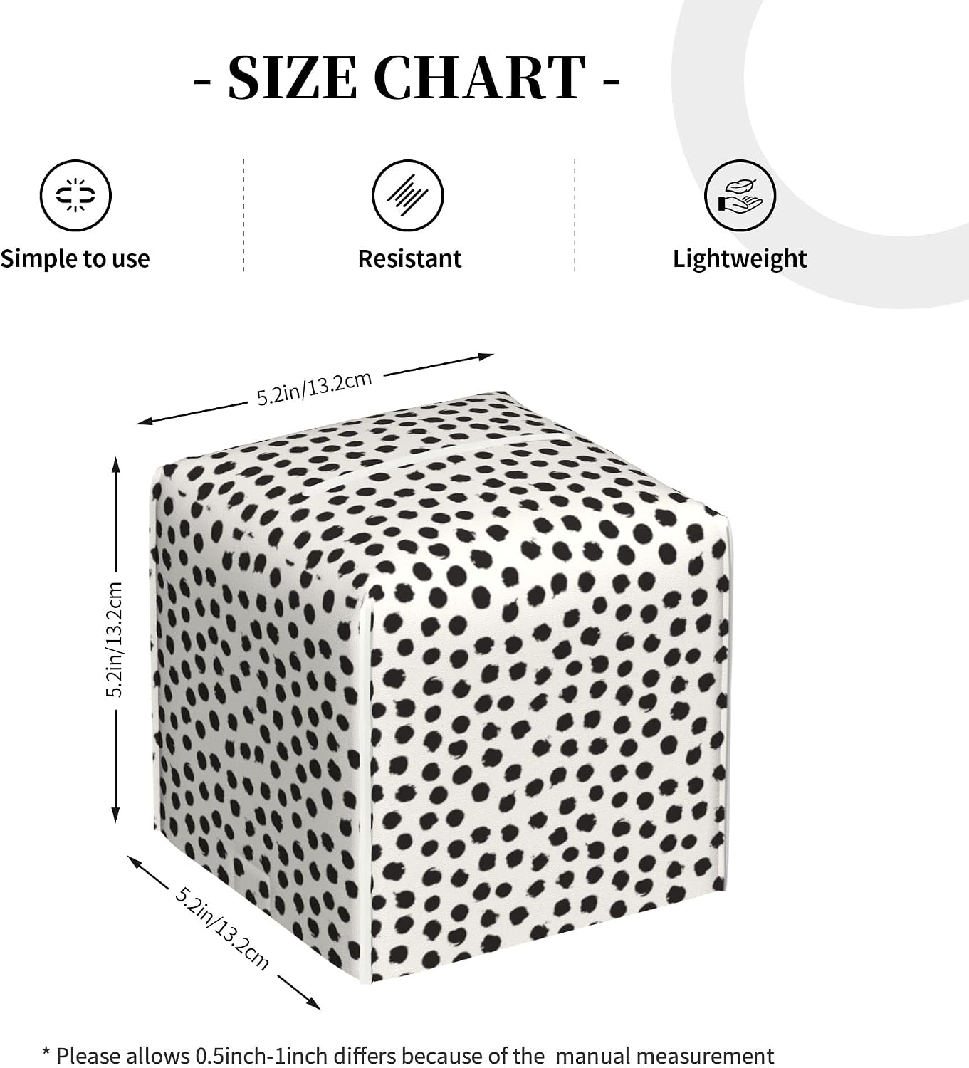 Polka Dot Circle Tissue Box Cover Square / Color-7 / Black