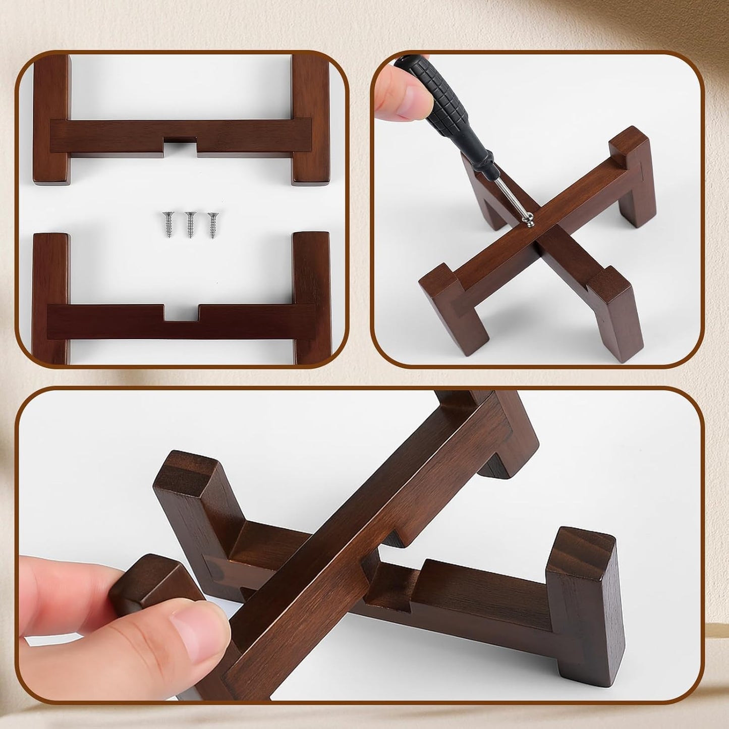 Solid Wood Coaster Holder for Round or Square 4 / Rustic Brown / 5.13 x 5.13 x 2.25 / Set of 2