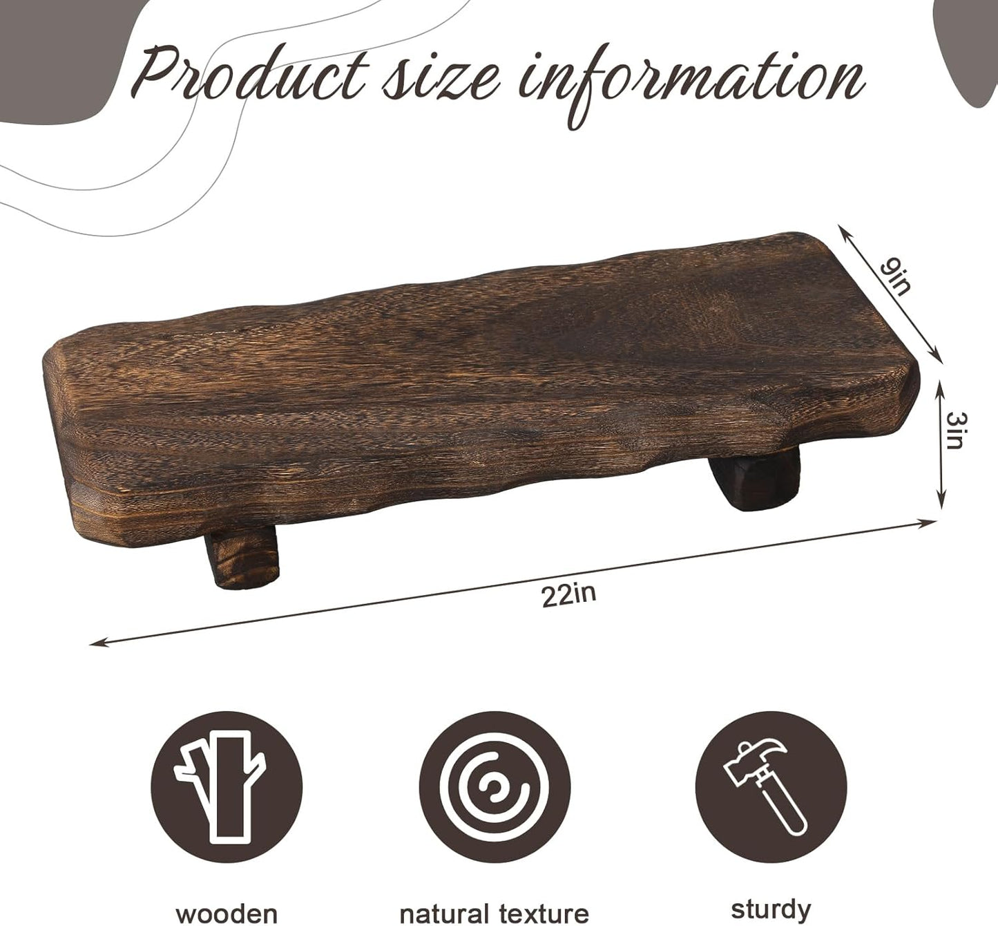 Decorative Found Wood Board Farmhouse Wood Riser Pedestal Stand / 22 x 9