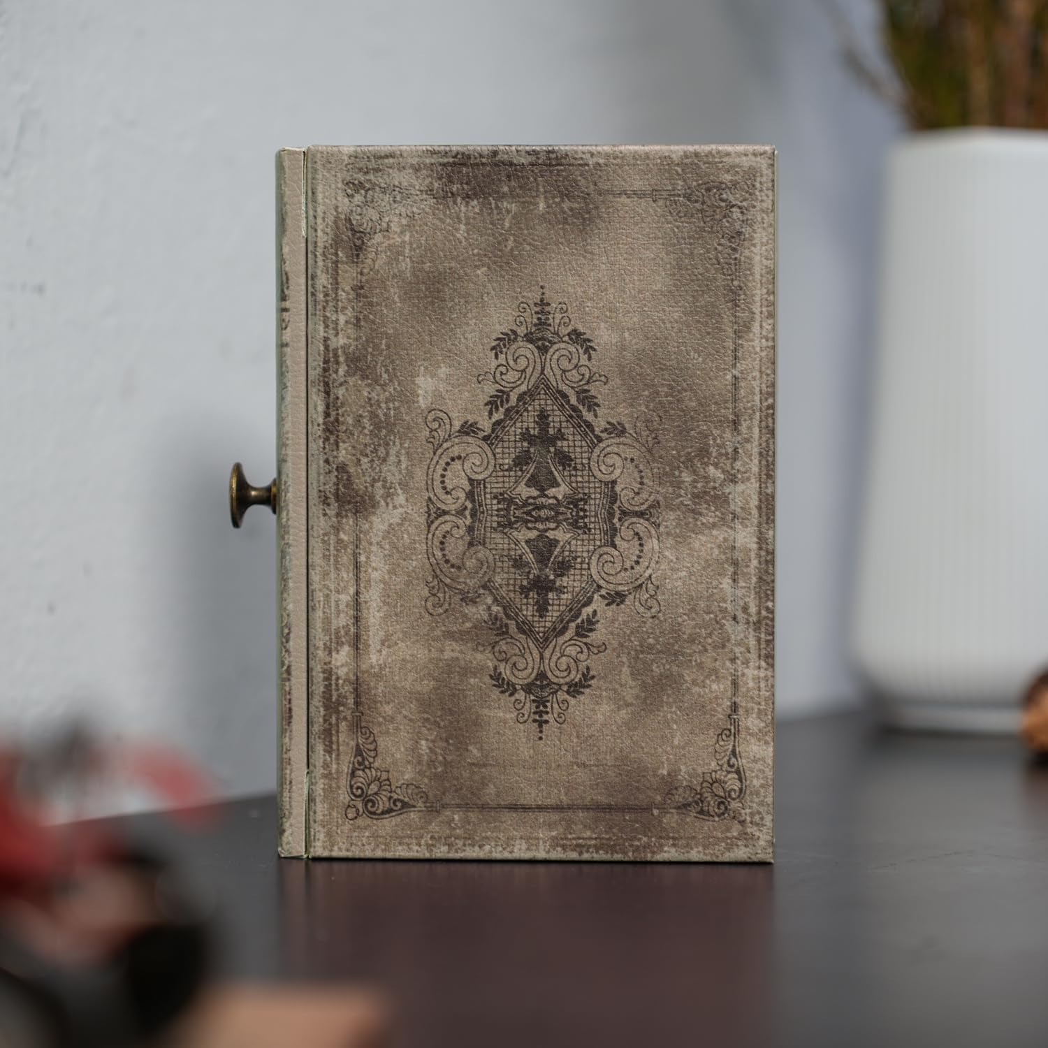 Vintage Book-Shaped Storage Box / S / Distressed Vintage Brown