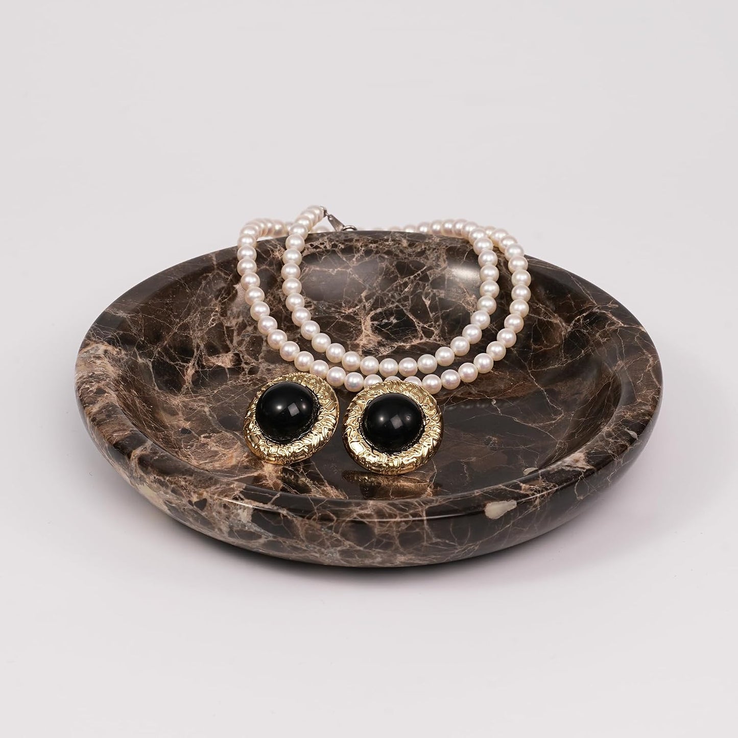 Marble Jewelry Tray / Circle-emperador / Brown