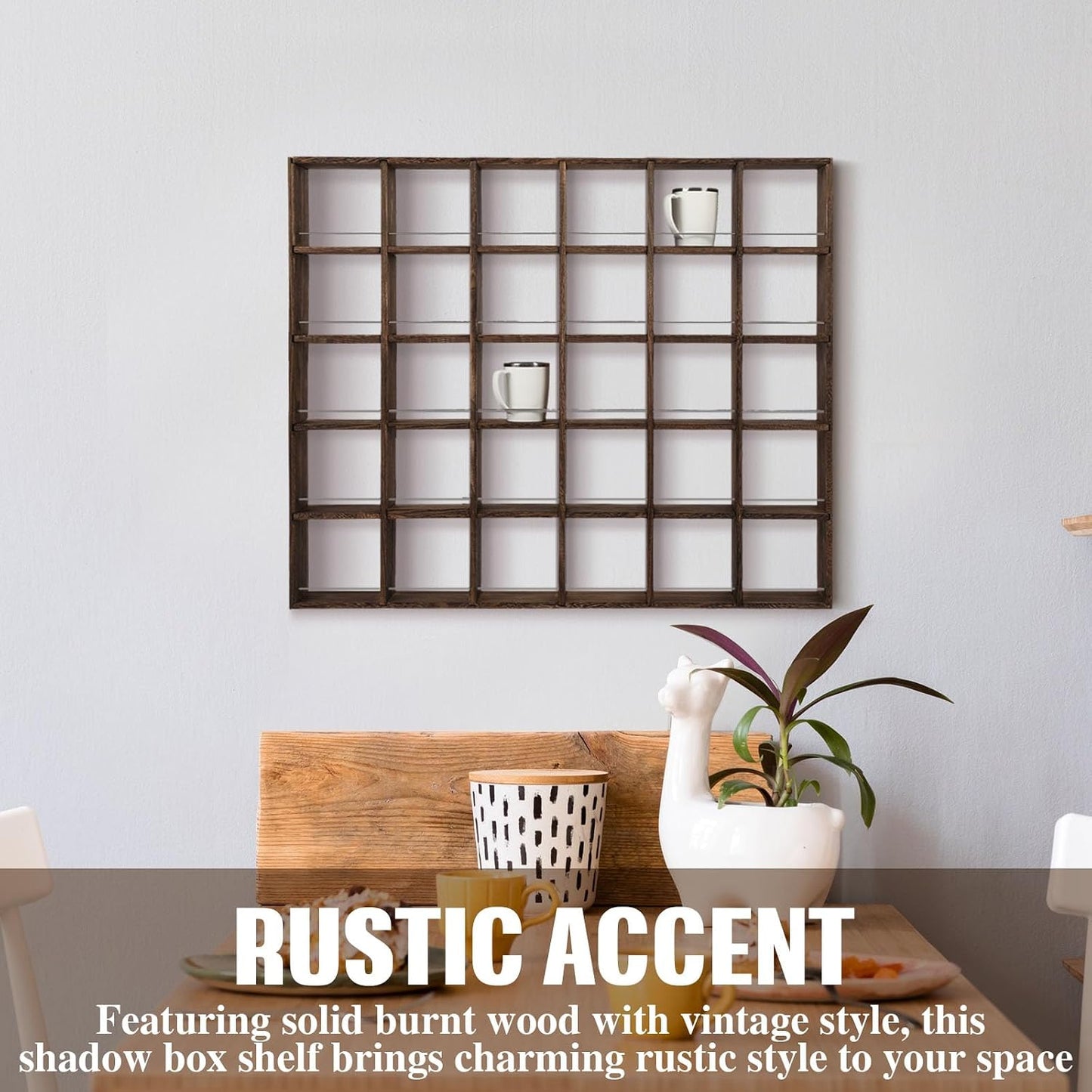 Oversize Coffee Mug Display Rack Wooden Shelves Rustic Shot Glass Display Case Travel Mug Shelf Wall Mounted Rack