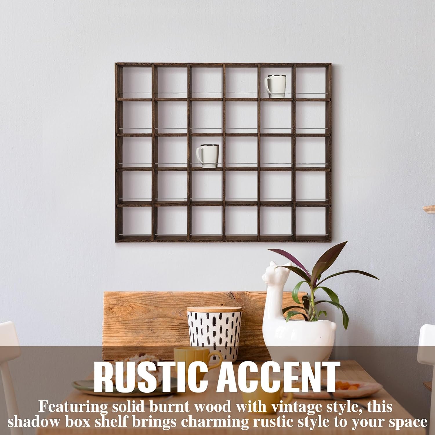 Oversize Coffee Mug Display Rack Wooden Shelves Rustic Shot Glass Display Case Travel Mug Shelf Wall Mounted Rack