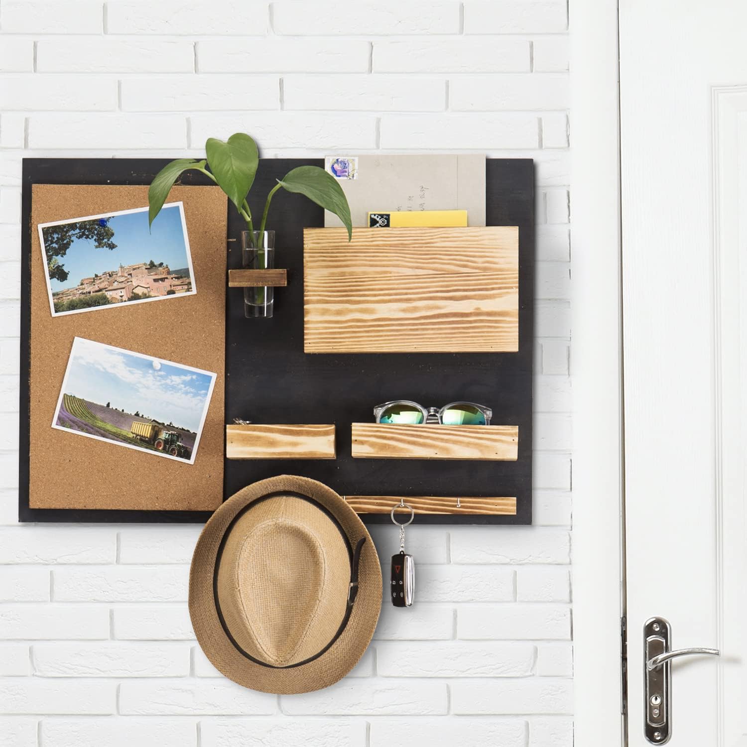 Wall Mounted Dual Tone Solid Wood Entryway Organizer / 25 x 19