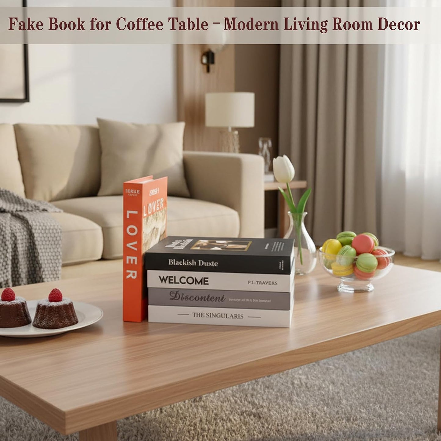 Decorative Faux Books Set / White&orange-medium / Set of 5