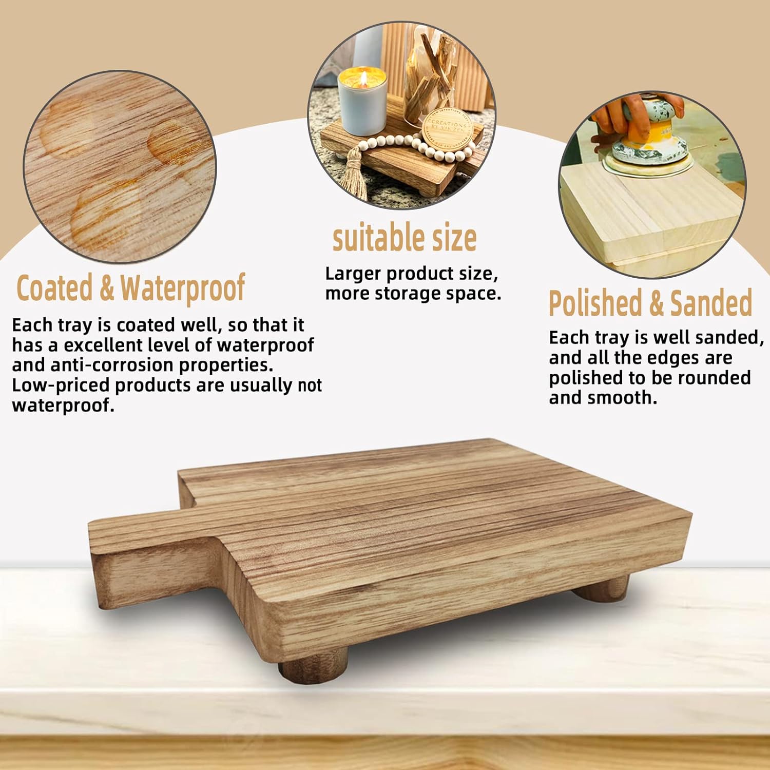 Handmade Wooden Tray / Wood / 10.8 x 6.9 x 2