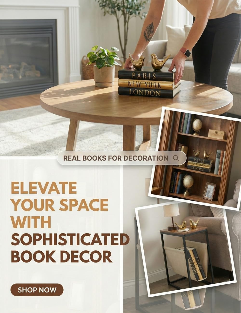 Decorative Books / Real Hardcover Decorative Books Paris / Set of 3