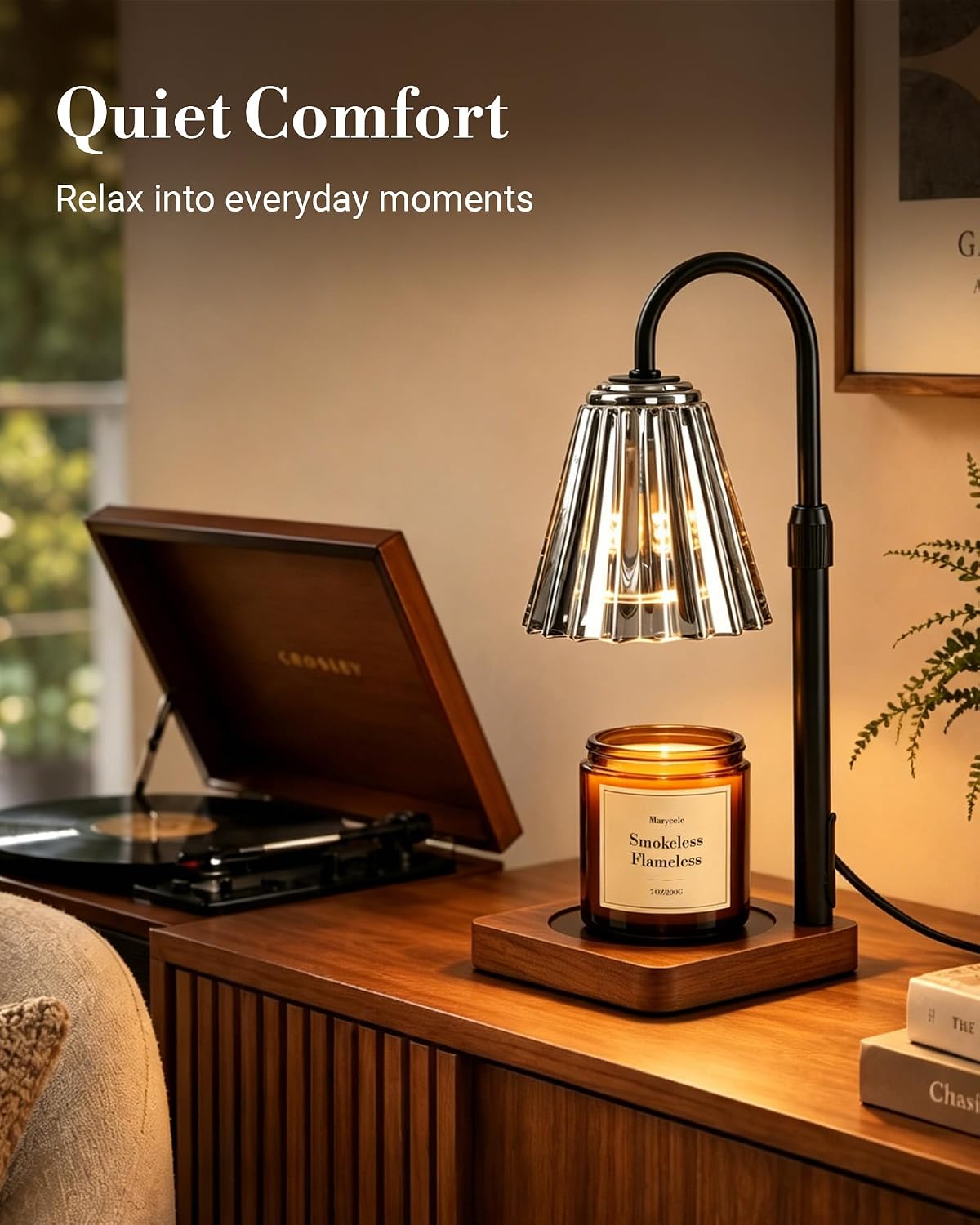 Vintage Candle Warmer Lamp with Timer Dimmer, Adjustable Height | Vintage farmhouse style with 2 bulbs, adjustable