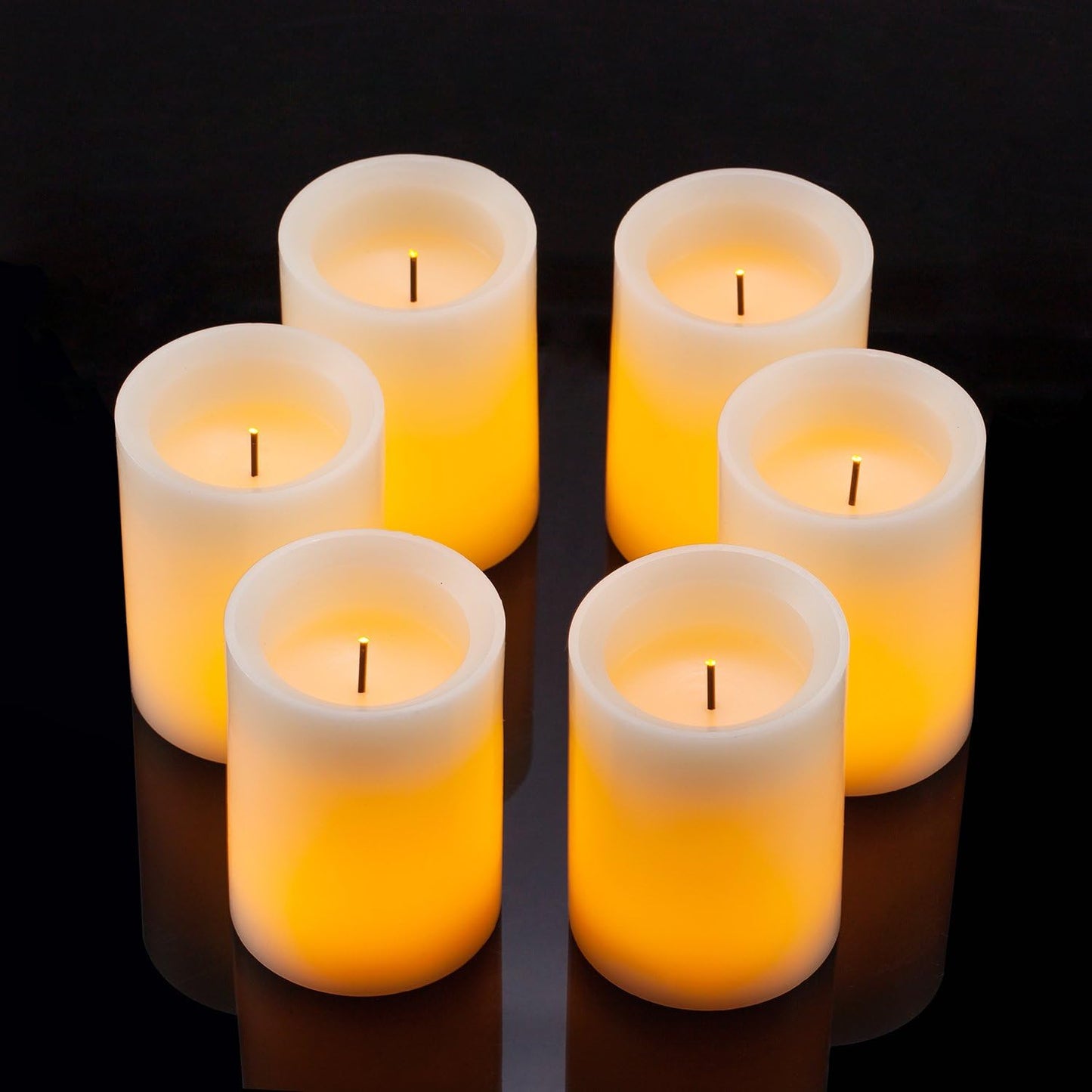 Flameless Flickering LED Candles 3" X 4" with 10-Key Remote Control Timer Classic Pillar Optical Fiber Wick Real Wax