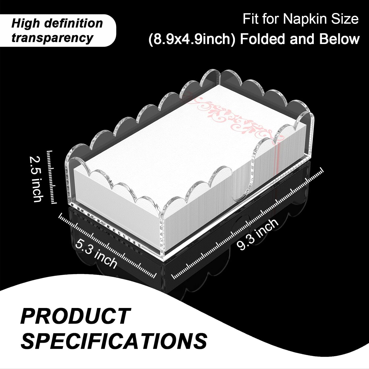 Acrylic Napkin Holder / Guest Towel Holder / Clear