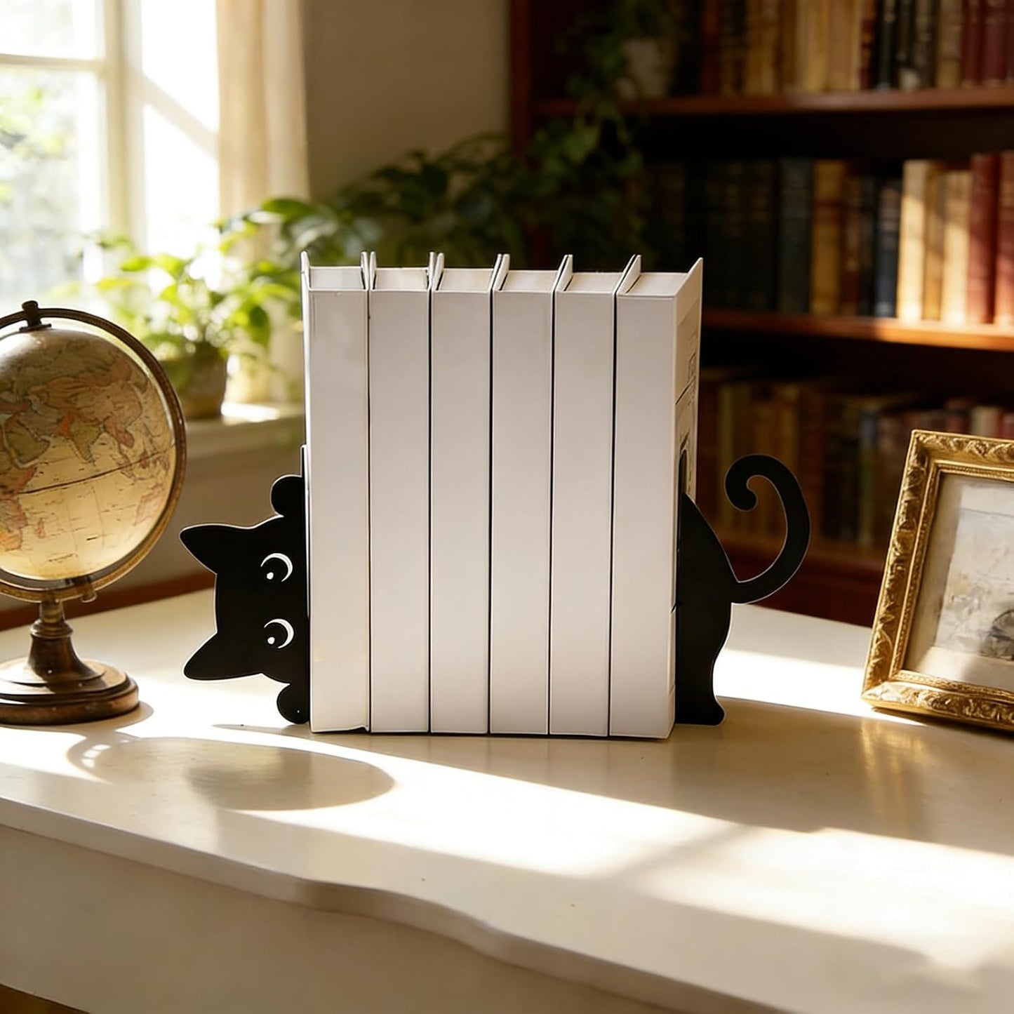 Metal Decorative Book Ends / Cute Cat / Black