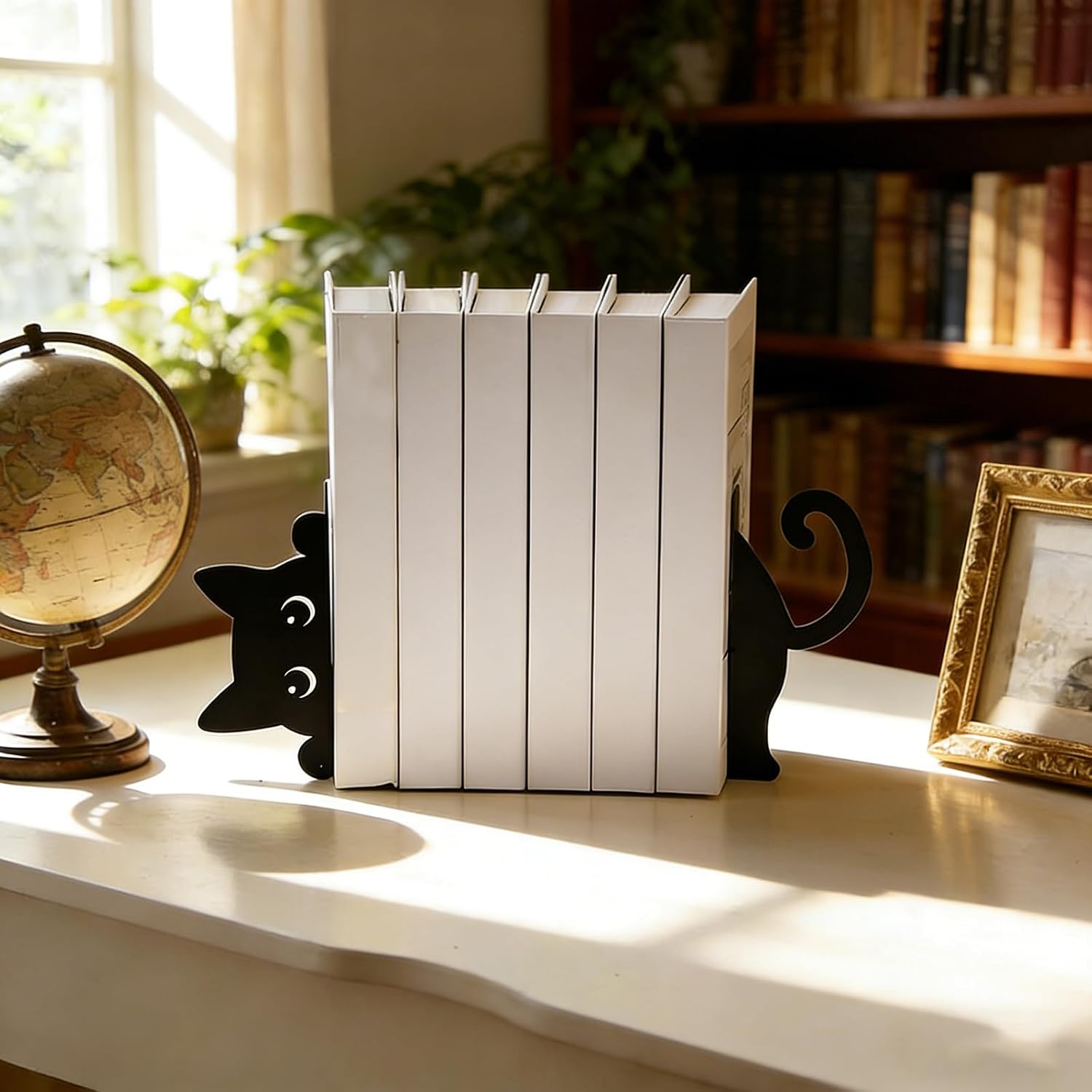 Metal Decorative Book Ends / Cute Cat / Black