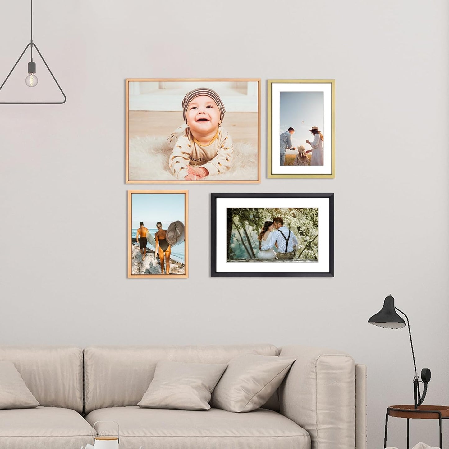 BKABOT 3x5 Black Aluminum Photo frames 3 Pack HD Glass Mat 2x3 Wall Table | Brushed aluminum Picture frames,removable
