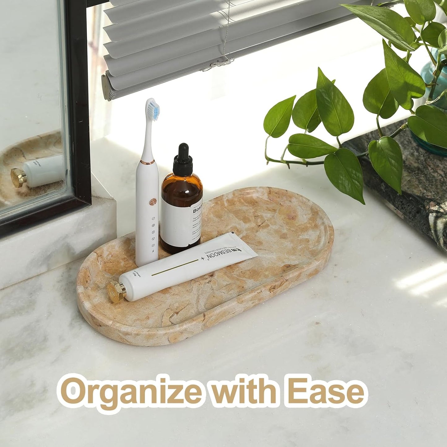 Egypt Natural Marble Tray / Gold Marble-pearlly Yellow / 12 x 6 x 0.8