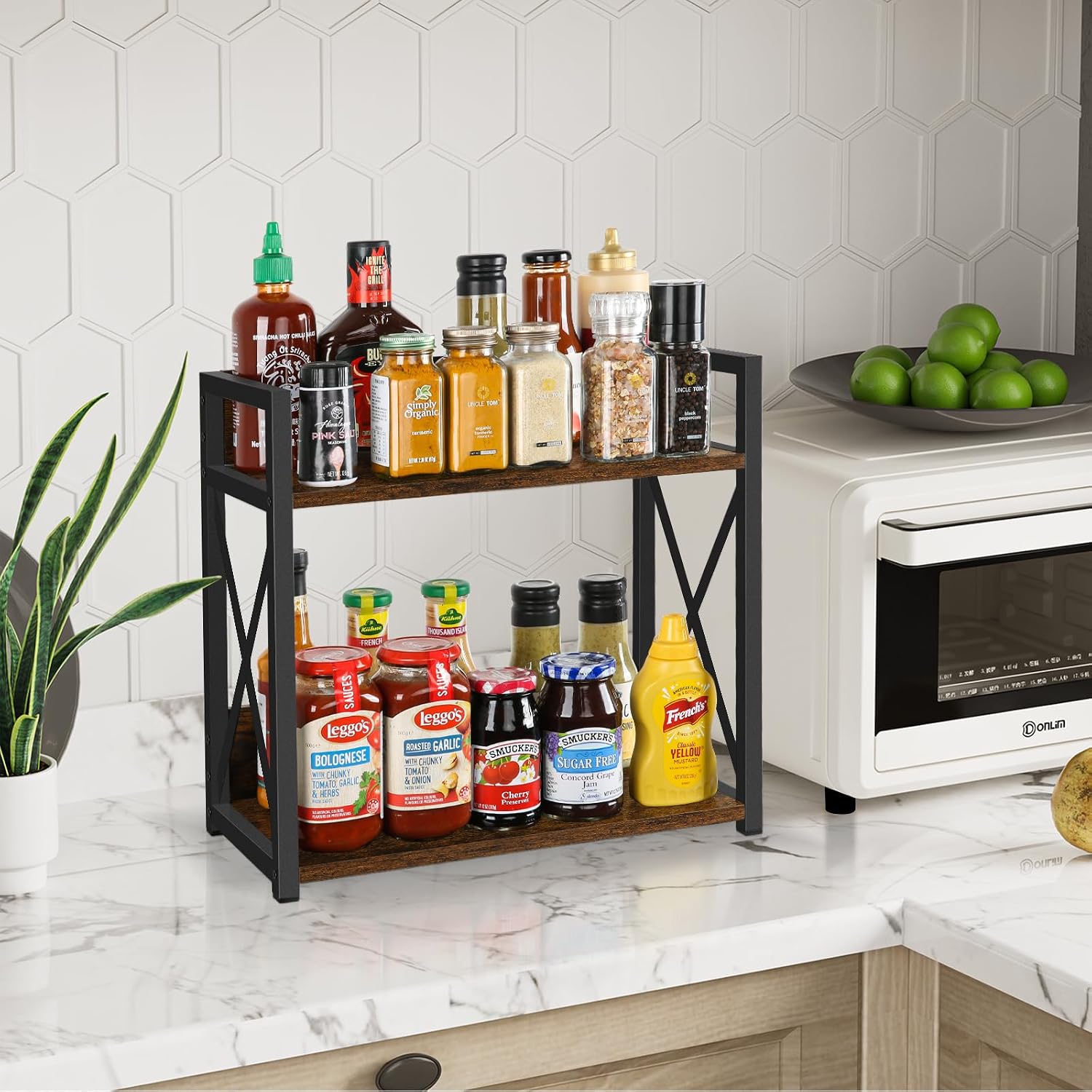 YINMIT Countertop Shelf Organizer,Coffee Bar Accessories,Spice Rack,Coffee Counter Shelf,2 Tier Coffee Organizer