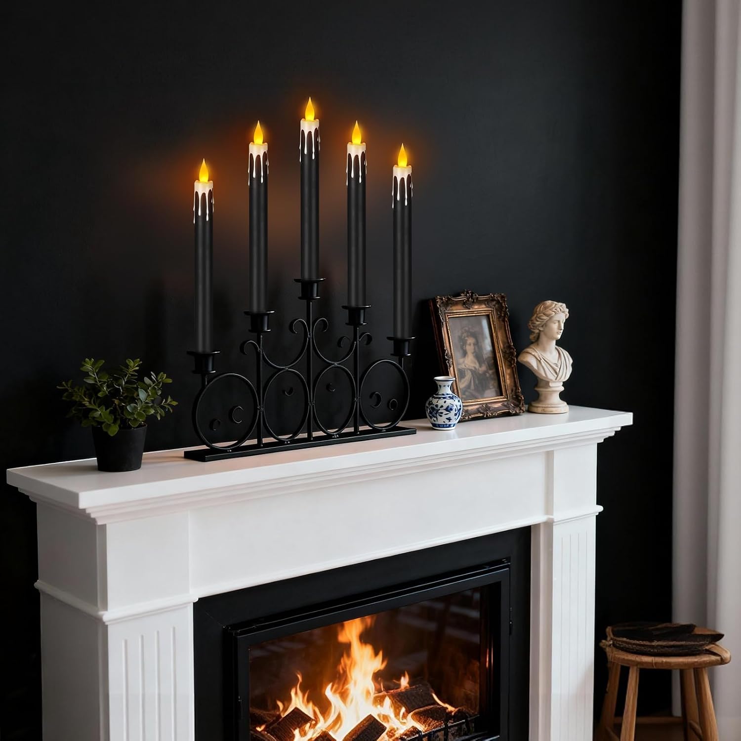 wemarry Flameless Taper Candles 10.6" Dripless Battery Operated Taper Candles Included Remote Timer 400+ Hours by 2AA