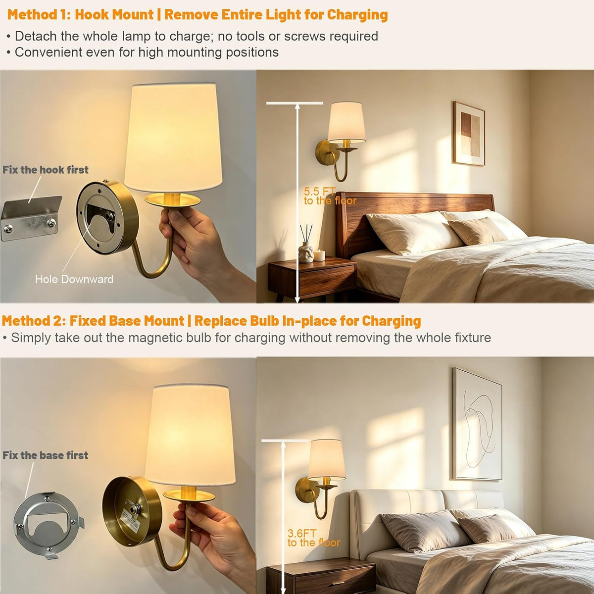 Rechargeable Wall Sconces Set of 2, 10000mAh Magnetic LED Bulb Wall Lights, 9 RGB Colors 3 CCT Dimmable, Battery