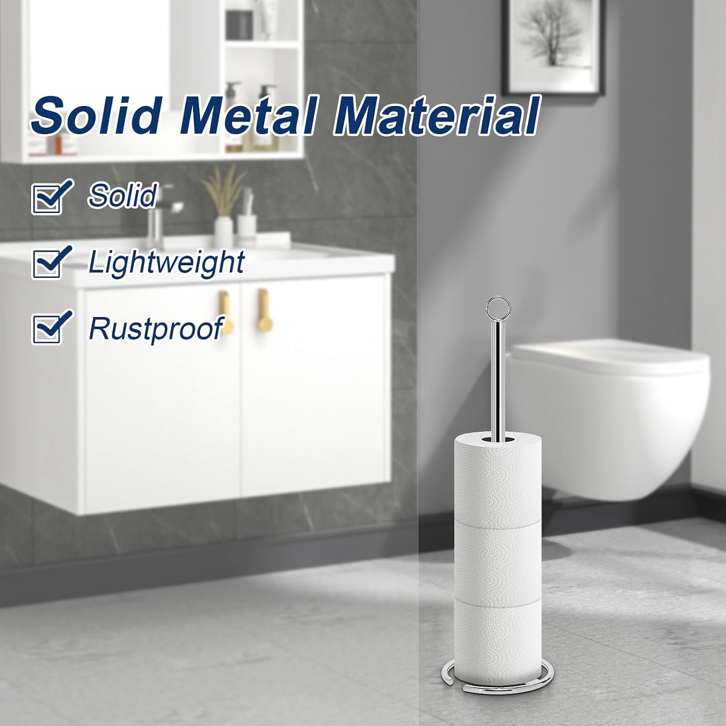 NearMoon Bath Toilet Paper Holder Stand, Freestanding Tissue Paper Storage with Reserve, Space Toilet 4 Rolls Holder