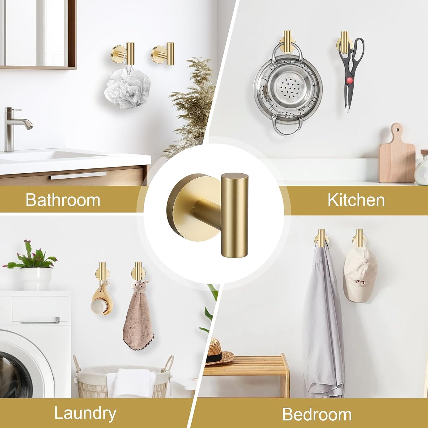 Brushed Gold Bathroom Hardware Set, 5 Pieces Gold Towel Bar Bathroom Accessories, Upgraded Toilet Paper Holder with