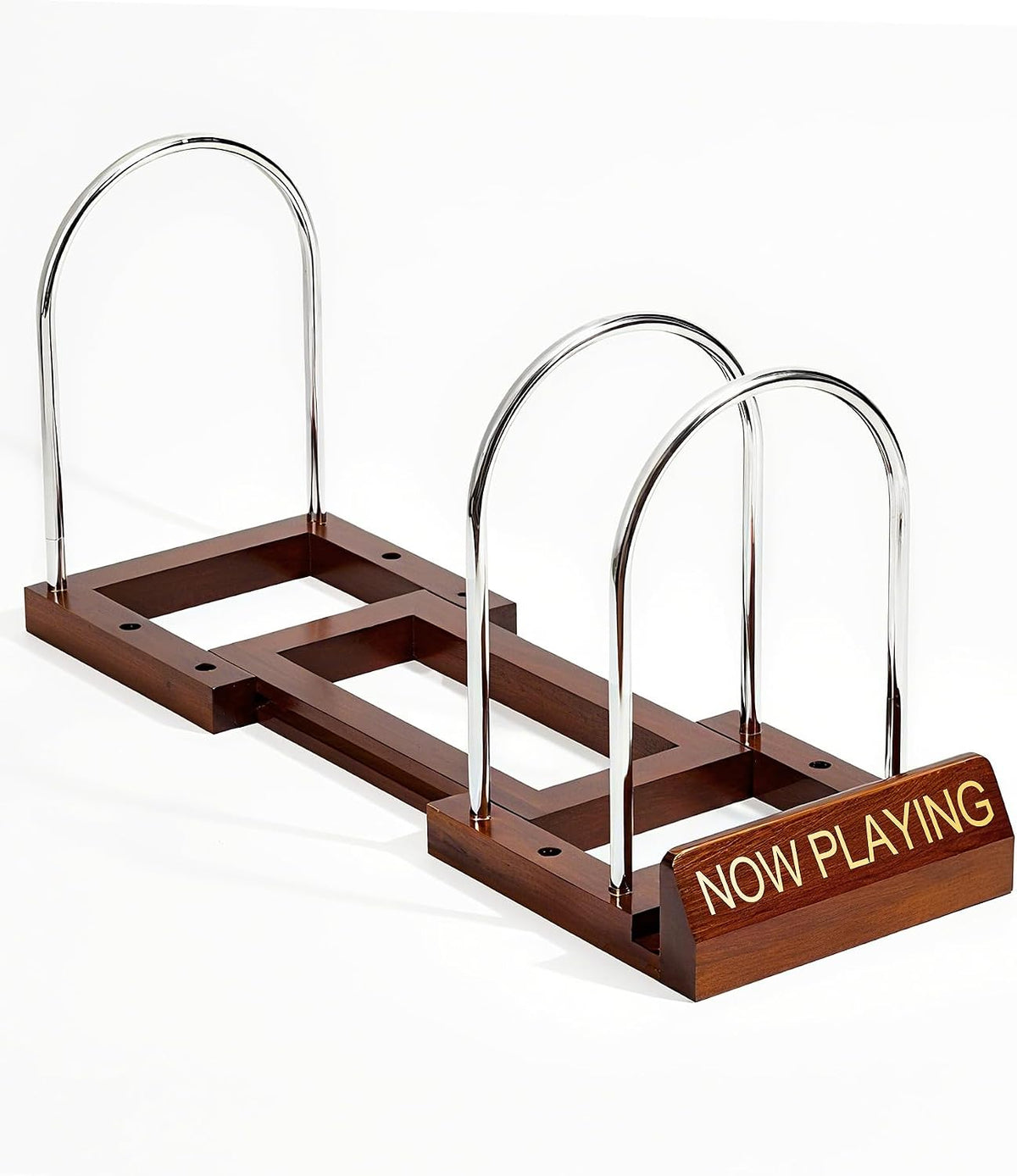 Now Playing Vinyl Record Holder, Holds 30-70 LPs, Expandable | Gift Packaging, Now Playing Groove, Wood & Steel Build