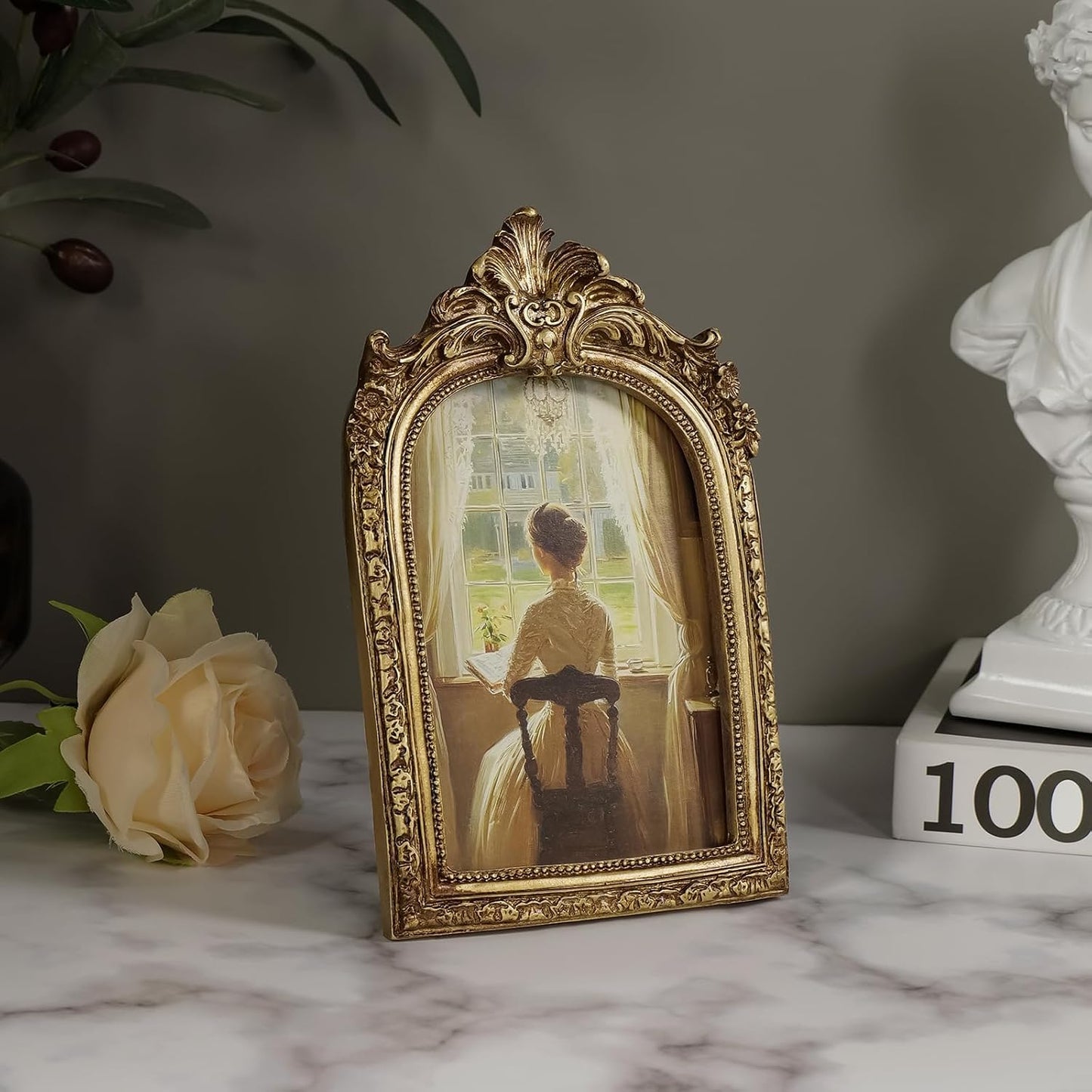 Vintage Picture Frame Arched Frames / Gold Arch / 4 x 6