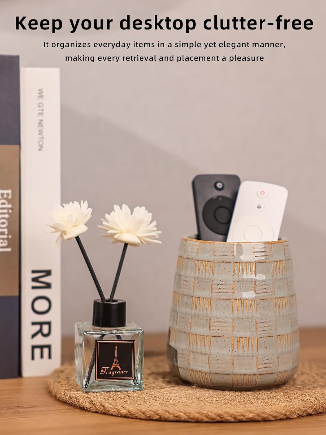 Ceramic TV Remote Control Holder / Grey