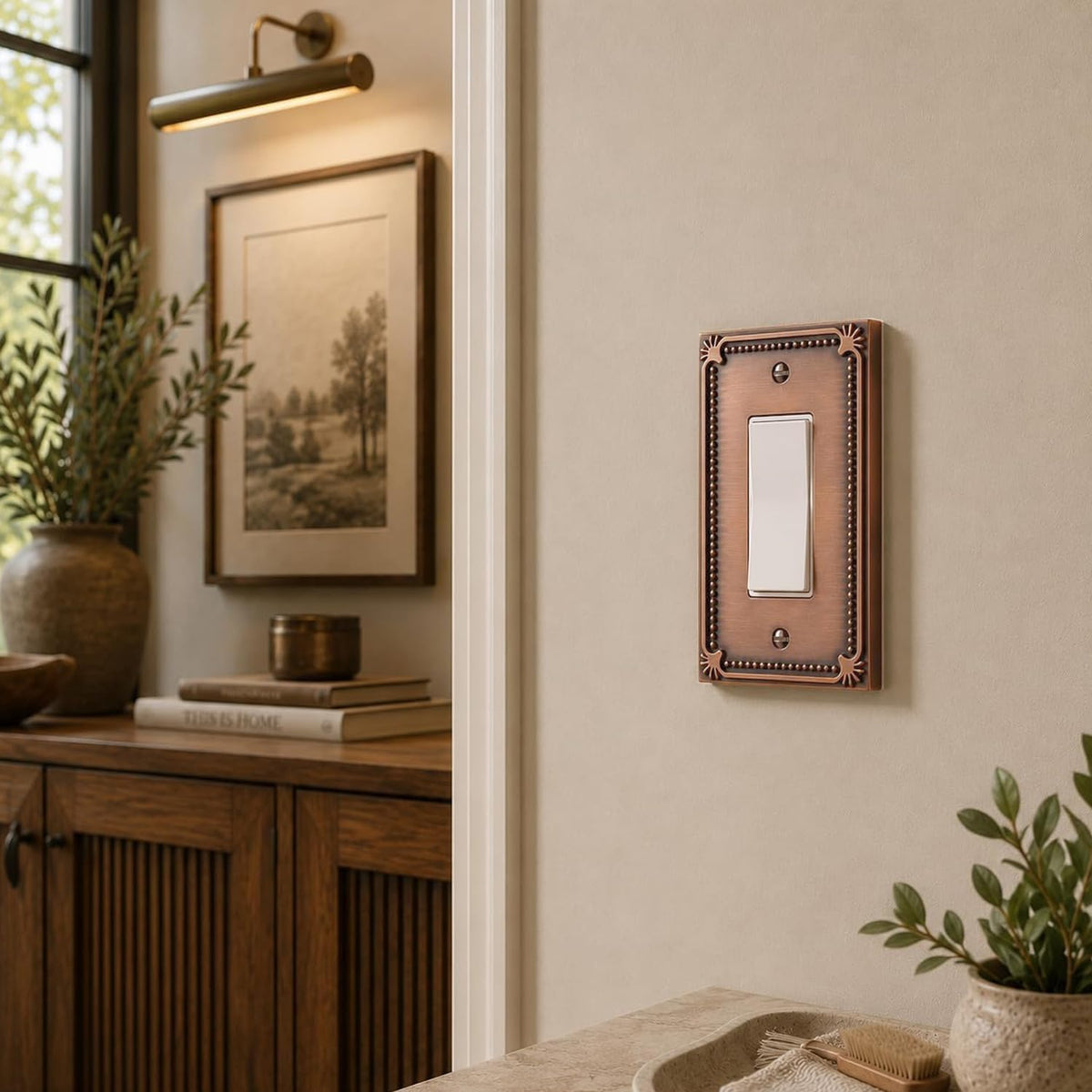 Rio Salto Light Switch Cover Plate Vintage Matte Copper Outlet Covers 1 Gang Metal Switch Electrical Wall Plates