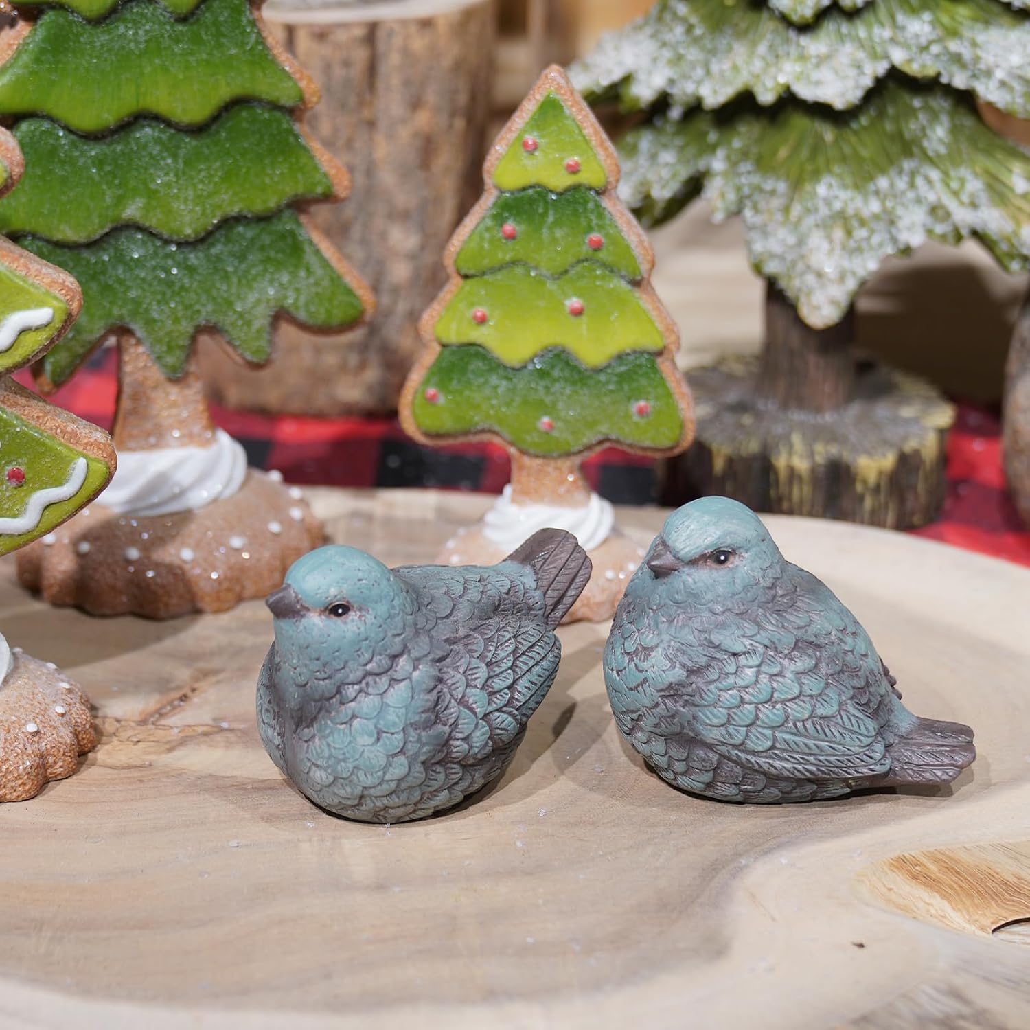 Bird Statues / Resin Bird Figurines Home Decor / Blue / Set of 2
