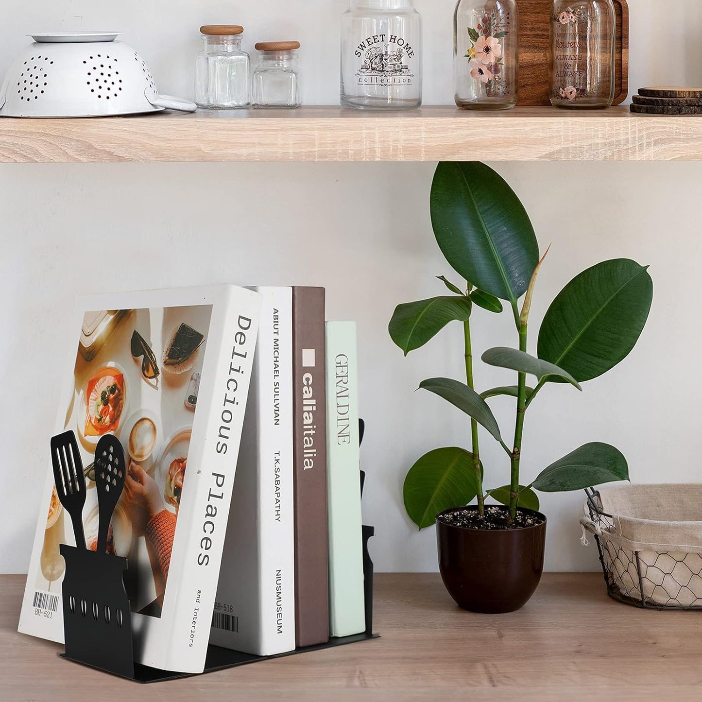 Metal Kitchen Bookends / Black / 5.9 x 3.9 x 3.9