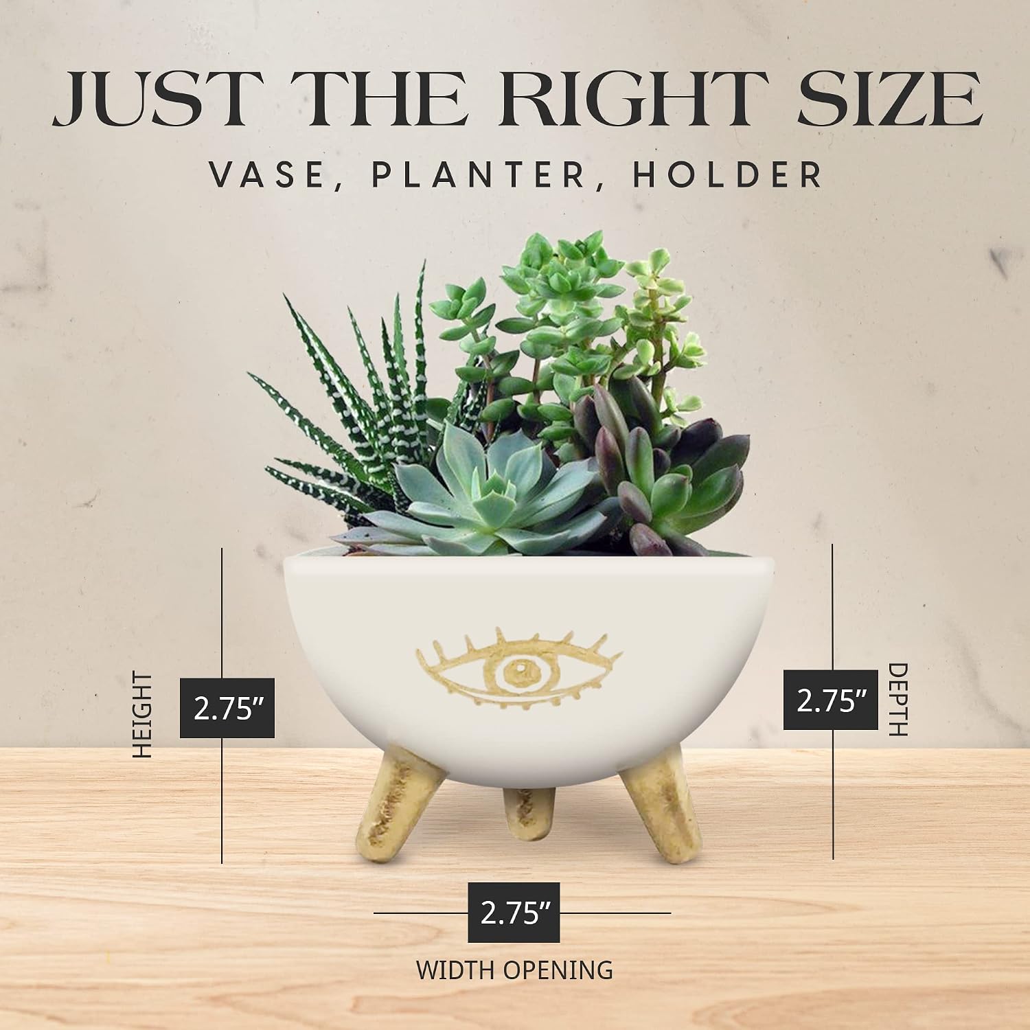 Modern Table Top Planter and Ceramic Jewelry Dish / Gold