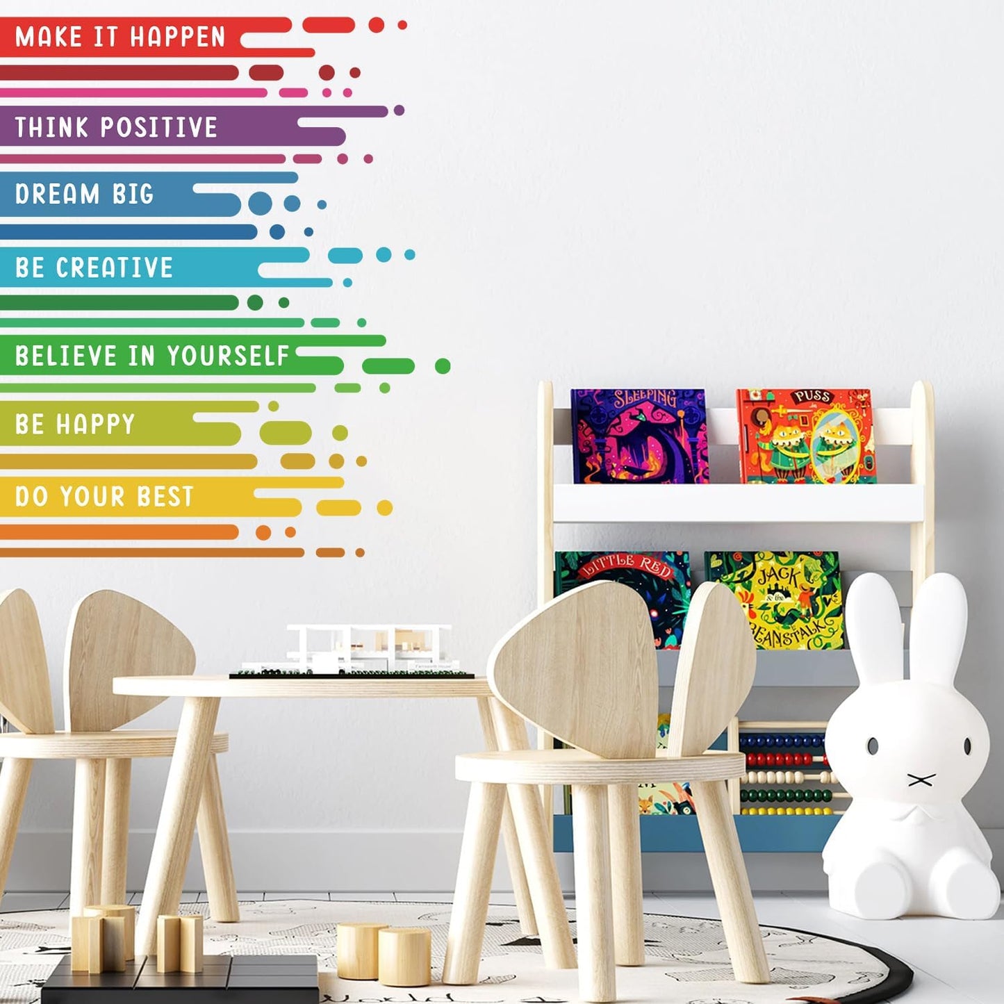 Motivational Saying Classroom Wall Sticker Colourful / Positive Affirmation Wall Decal / Set of 59