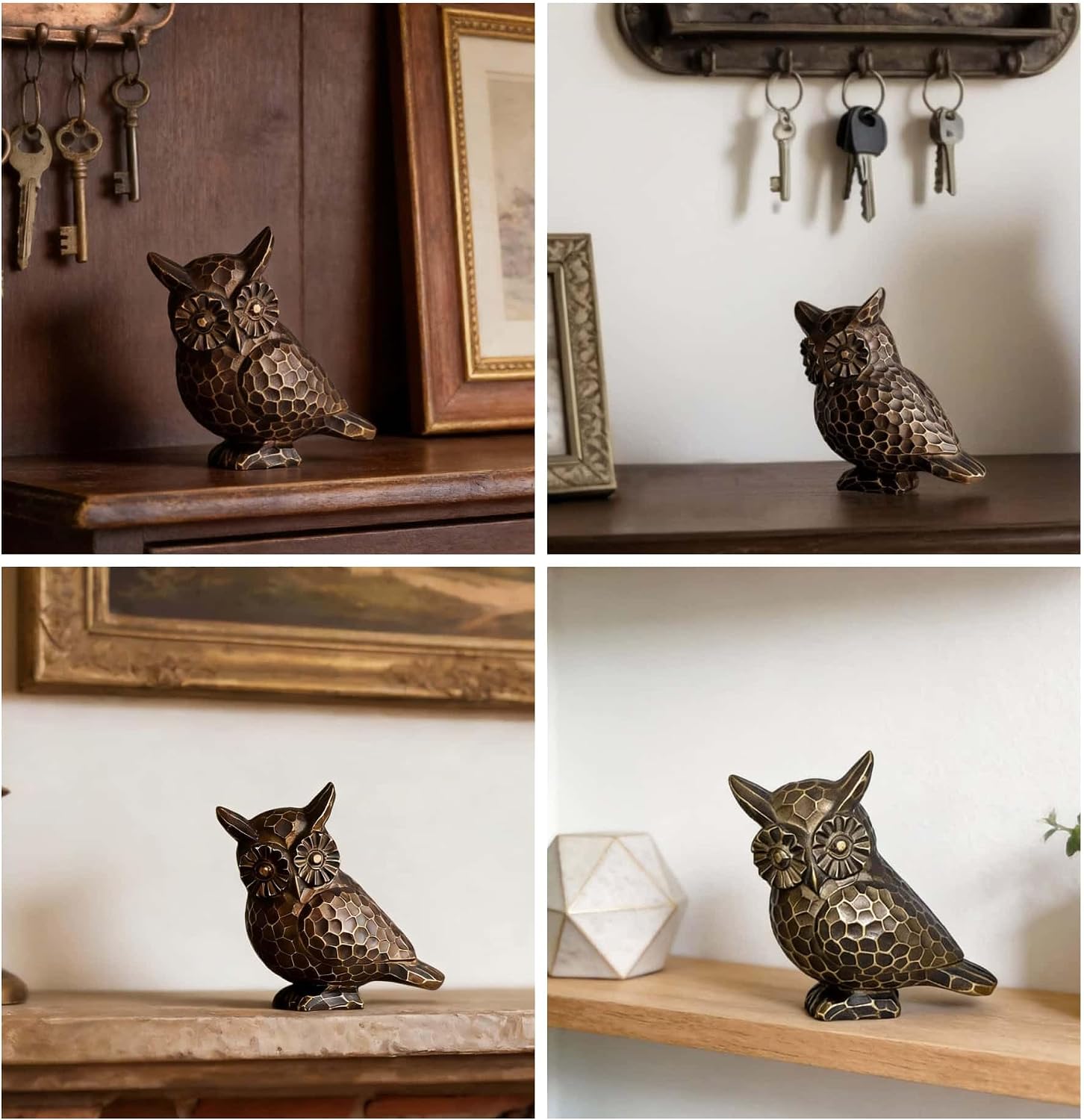 Small Brushed Vintage Owl Statue / Bronze