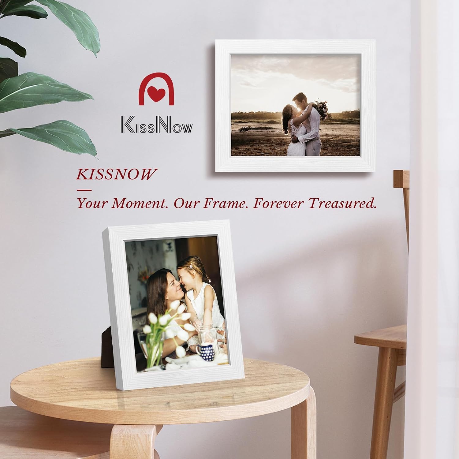 8x10 Picture Frame 4 Pack, White Solid Wood, Wall or Tabletop, Room | Gallery Wall Set, Thick & Wide Border, Polished