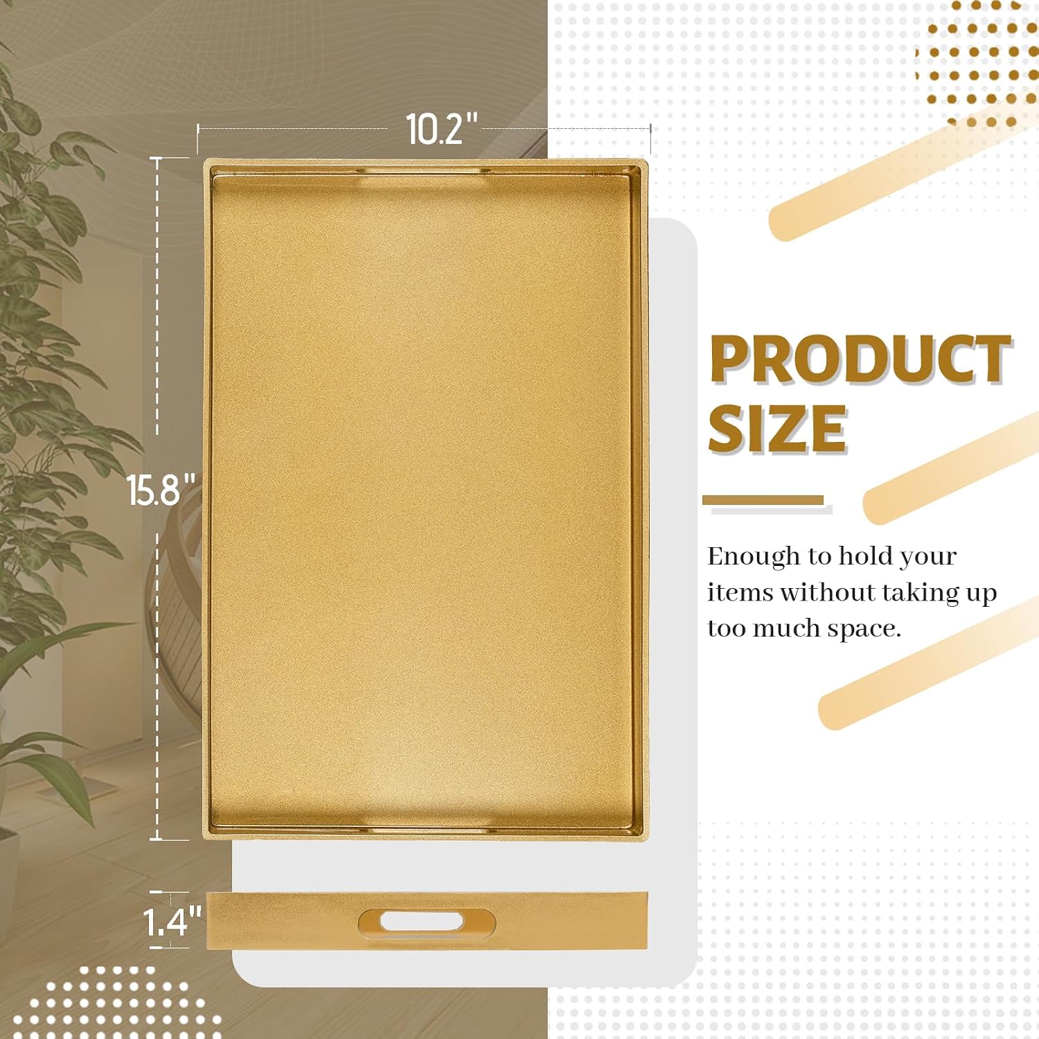 Modern Serving Tray / 15.8 x 10.2 x 1.4 / Gold