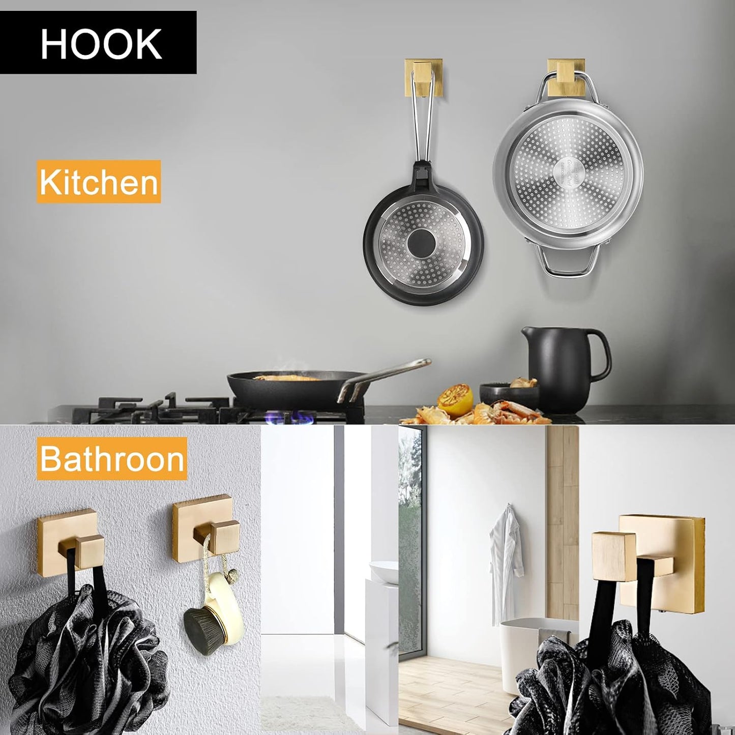 Brushed Gold Towel Bar Set Bathroom Hardware Set, 5 Pieces Gold Bathroom Accessories Set Stainless Steel Wall Mounted