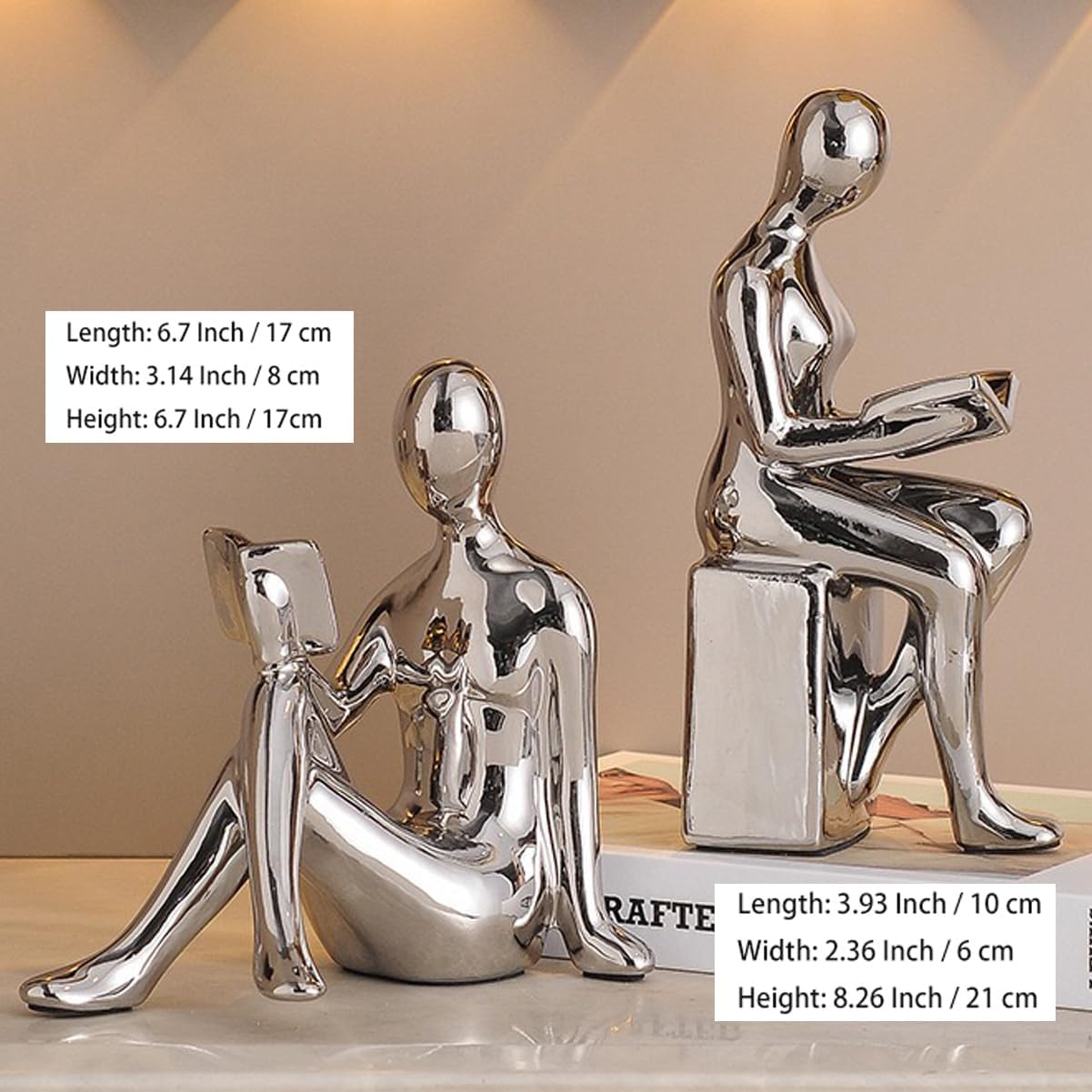 Ceramic Book Ends / Silver