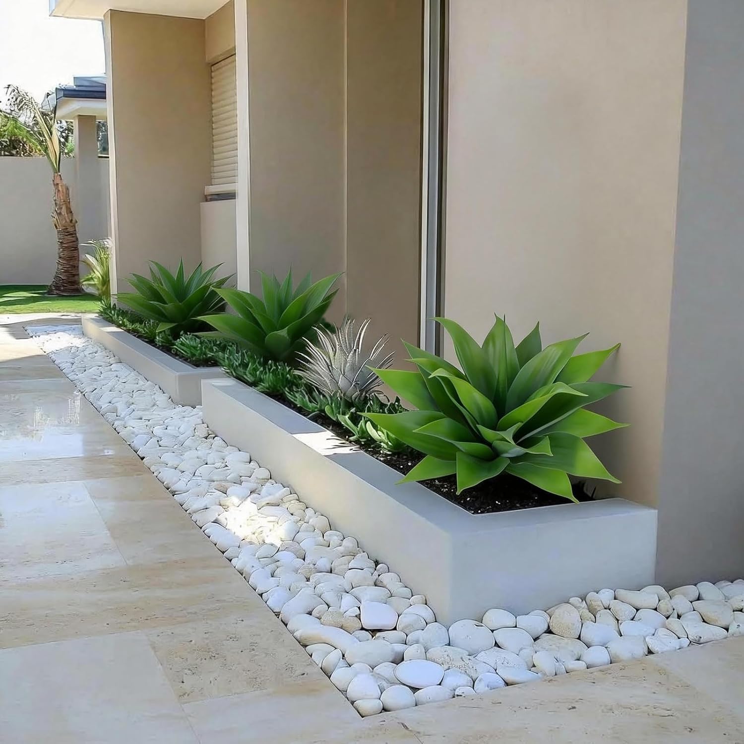 Agave Plant Artificial Outdoor / 14" Green / 14 Inch / Set of 2