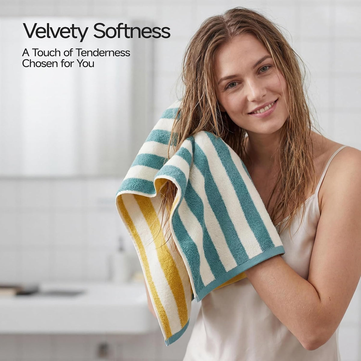 REDKISS Striped Hand Towels for Bathroom, Kitchen Decor, Guest Use, Ultra Soft and Highly Absorbent for Kids Adults