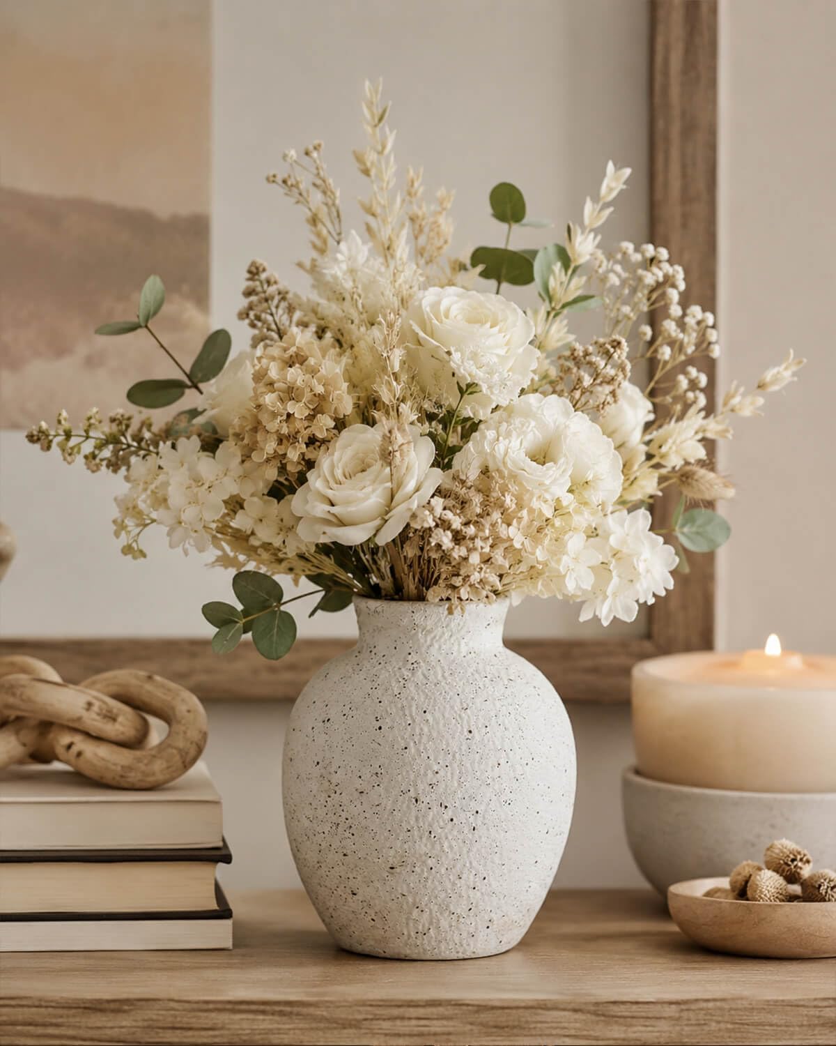 Rustic Ceramic Vase / White / 6.1 Inch