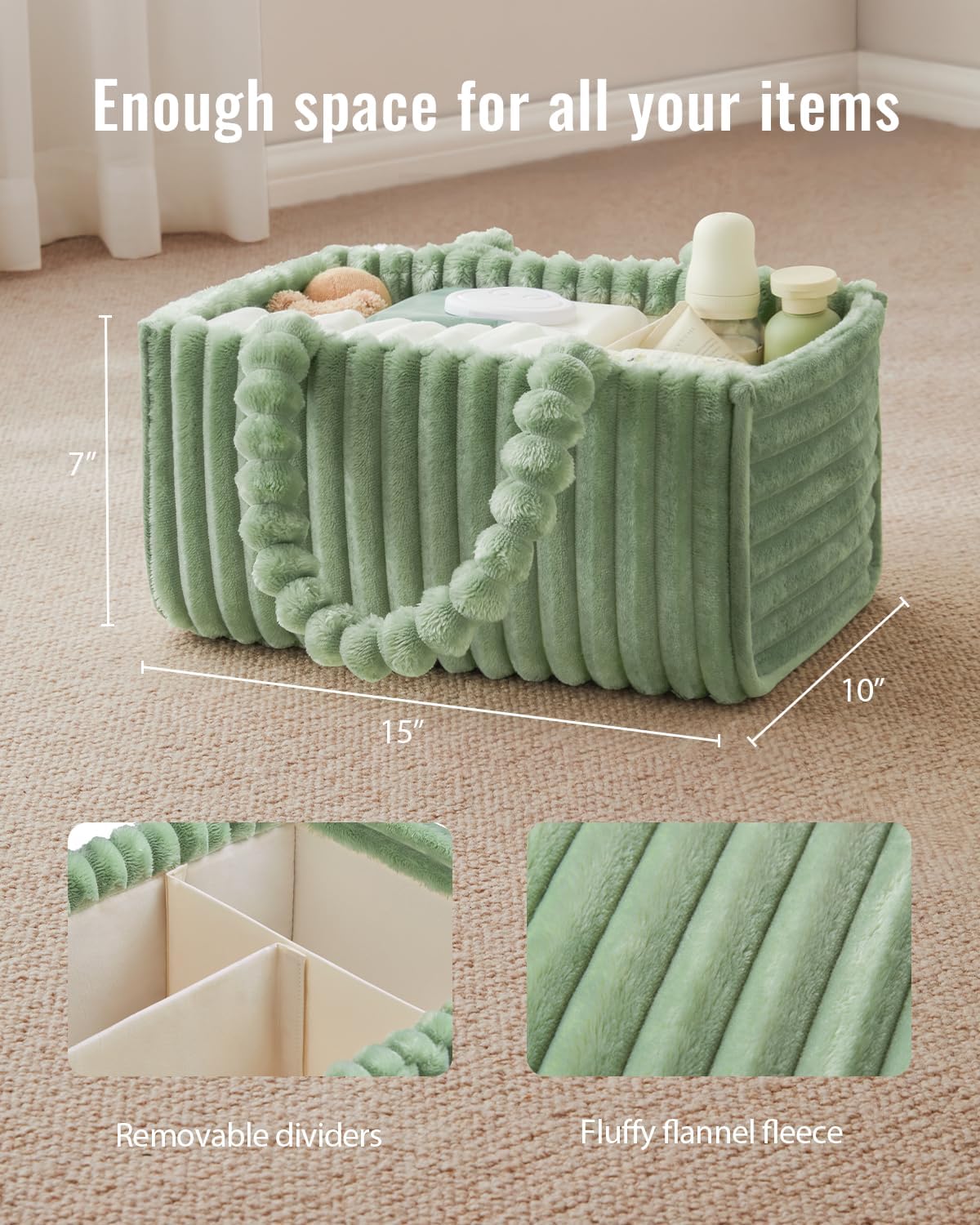 Nursery Storage Basket / Trendy Sage Green