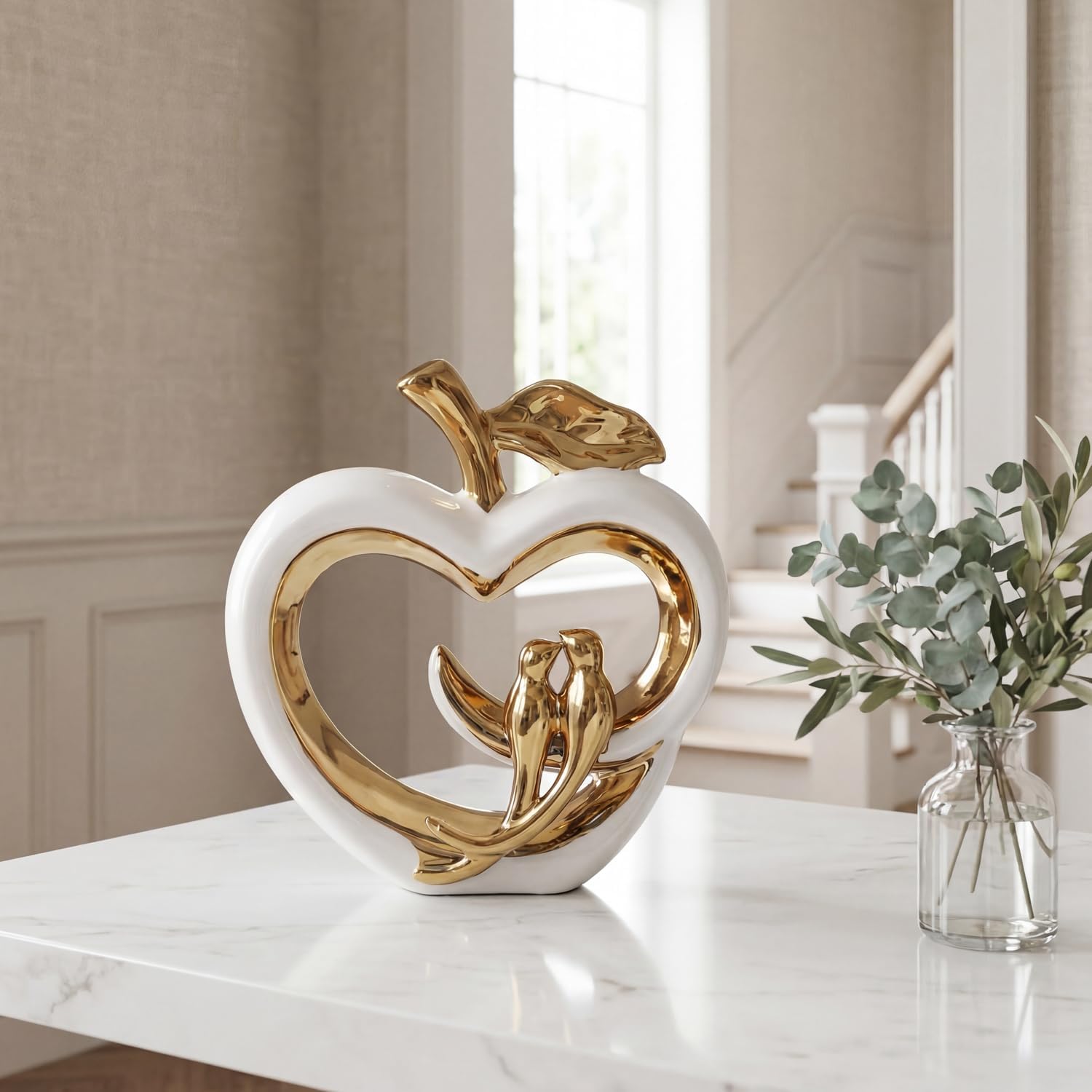 Ceramic Statue Home Decor / White Gold