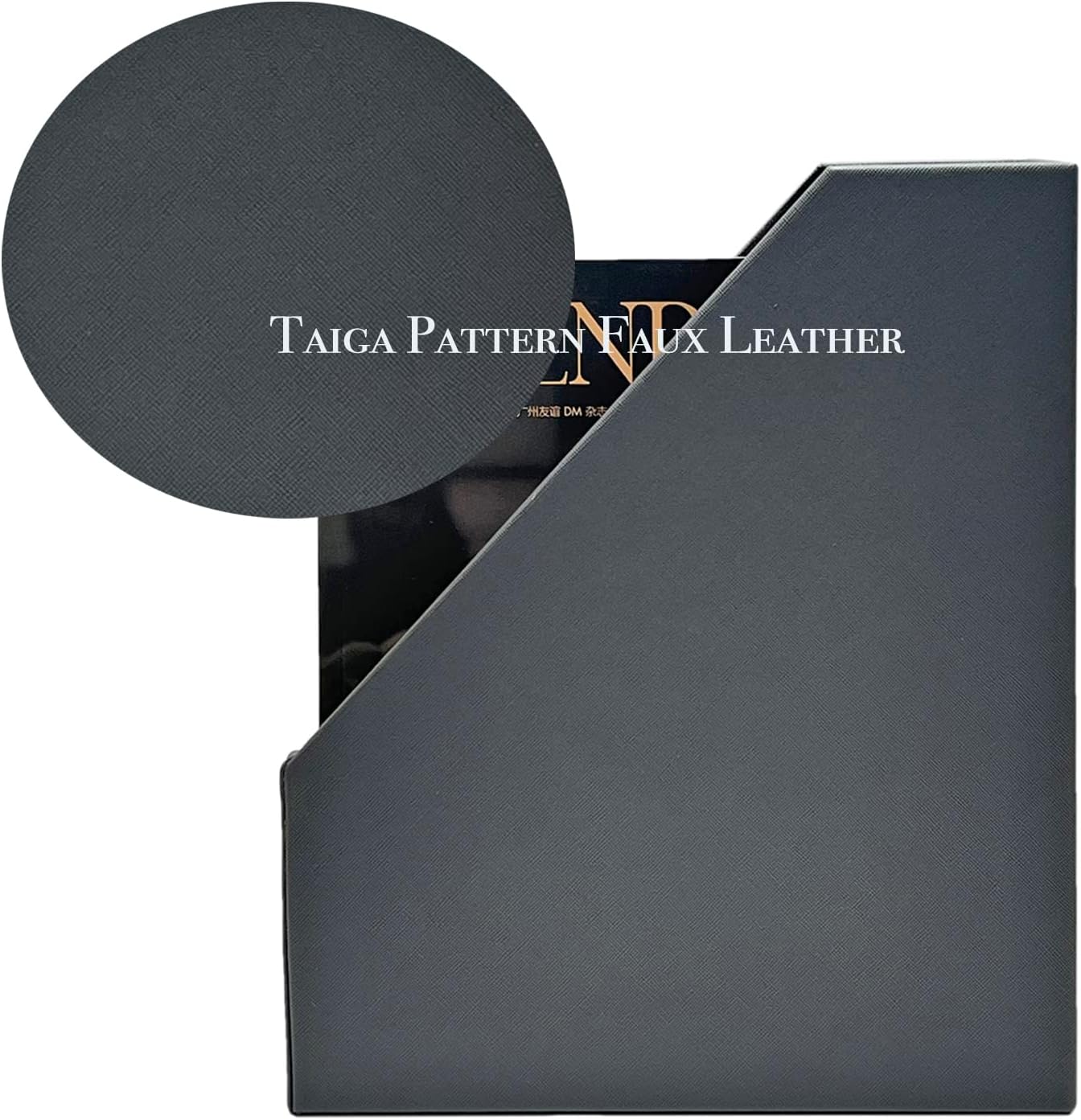 UnionBasic Magazine File Holder, Grey | Leatherette, Desktop Document Organizer, Home Office Paper Holder, File Storage