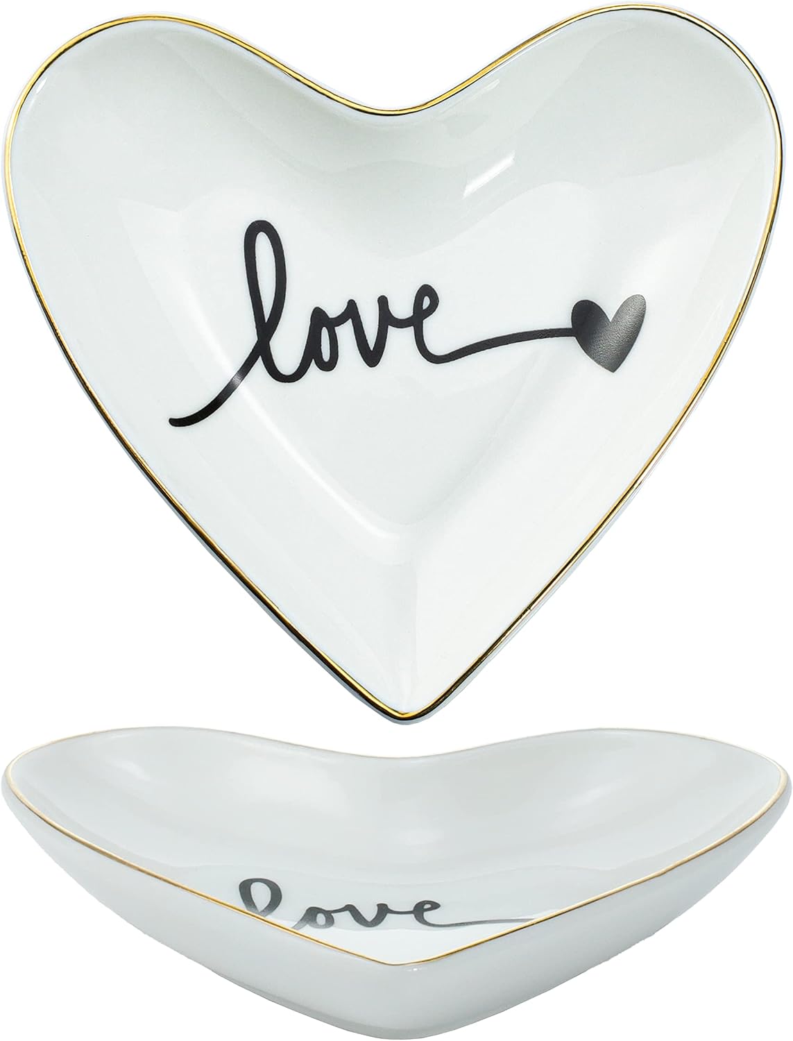 Original Ceramic Heart Shape Ring Dish Holder Jewelry Tray Dish Trinket Holder Jewelry / Love U