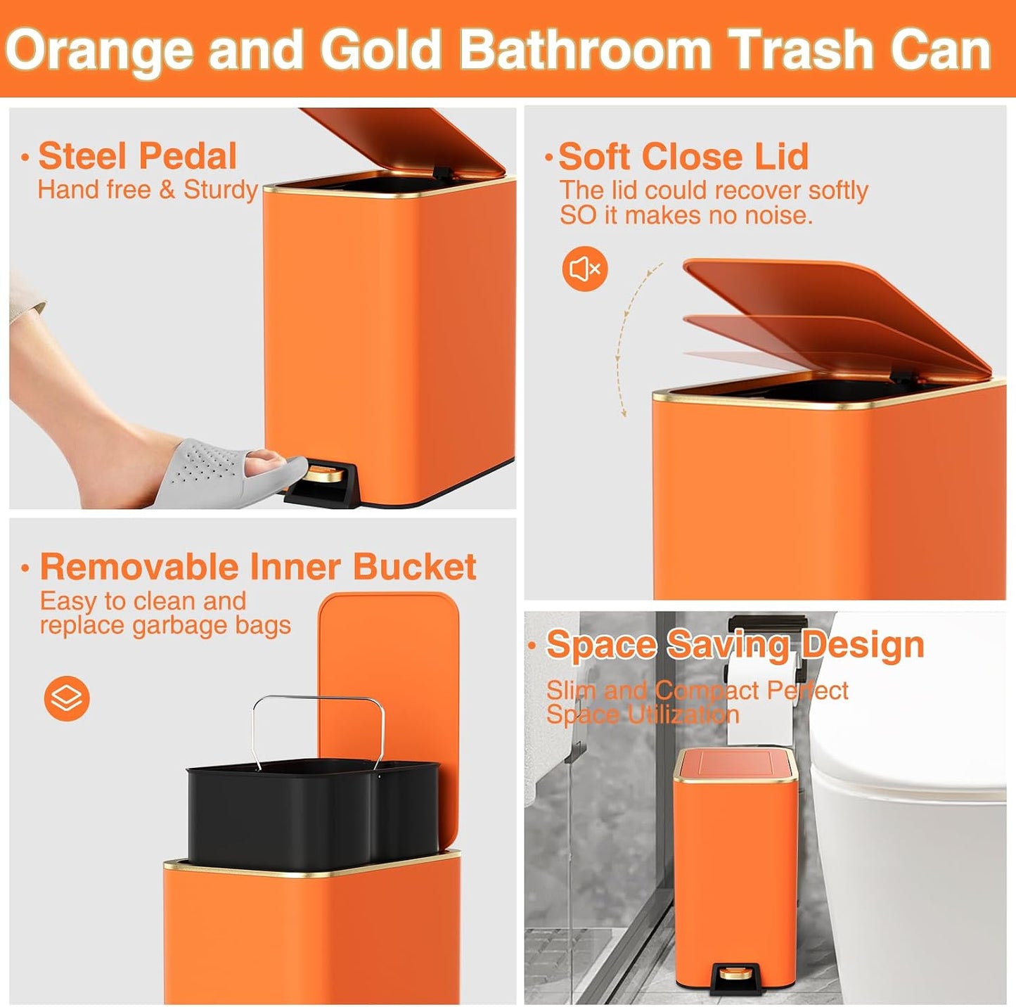 XLHOMO 11PCS Bathroom Sets with Shower Curtain and Rugs Bathroom Accessories Set Orange Bathroom Set,Soap Dispenser &