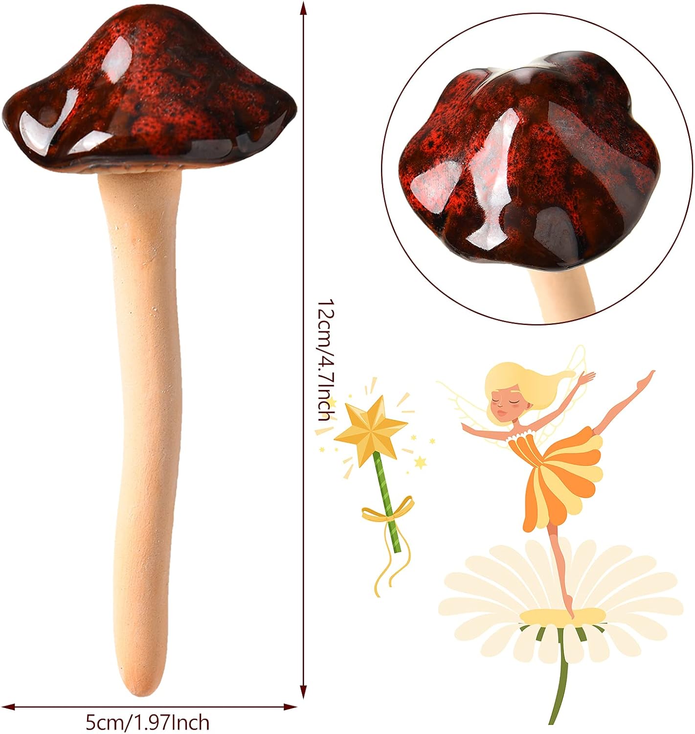 Ceramic Mushroom Figurine Garden Ceramic Mushroom Statue Garden Pot Decoration Lawn / Set of 8