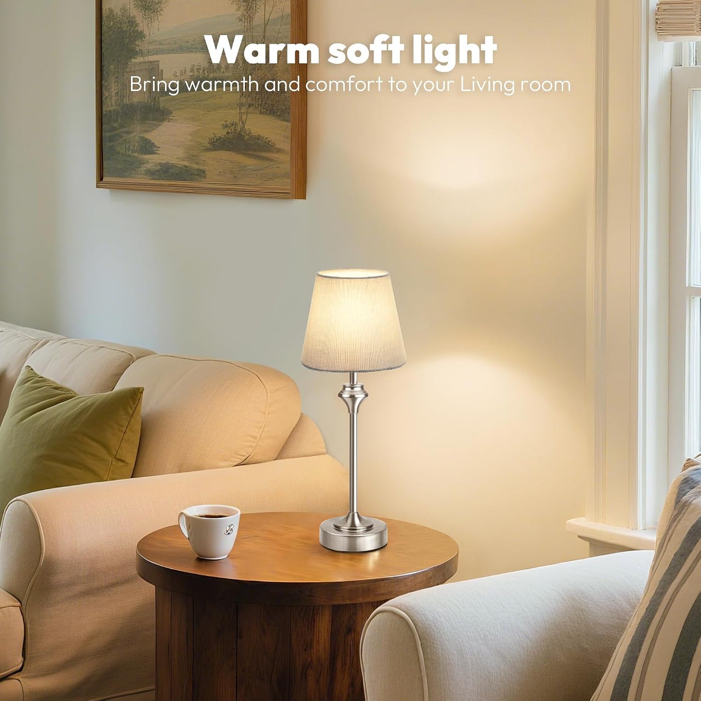 Portables Cordless Table Lamp,Flaxen Fabric Shade Battery Operated Lamp,5200mAh Bedside Table Lamp with Warm White,3
