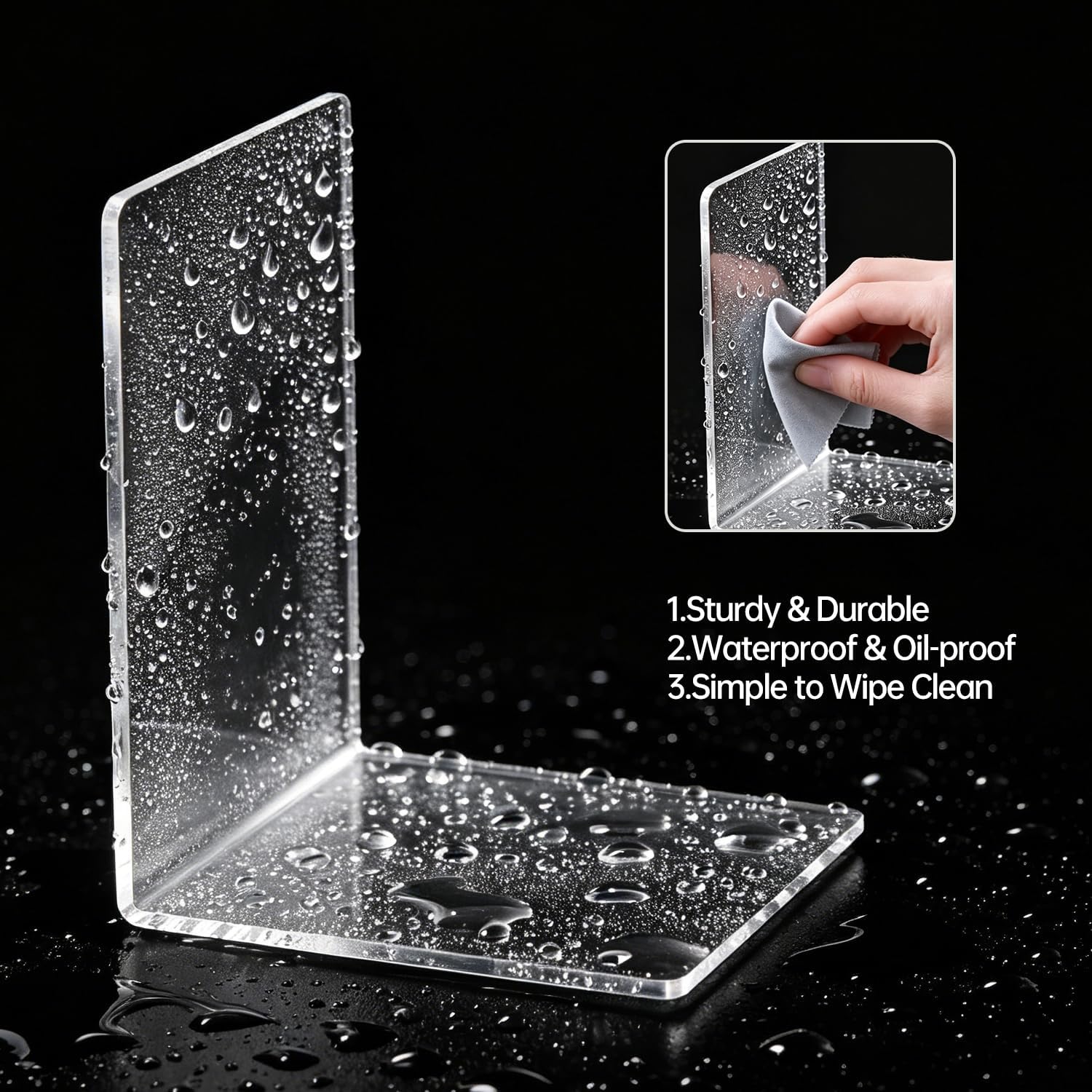 Sturdy Acrylic Bookends / Clear / 4 x 4 x 5