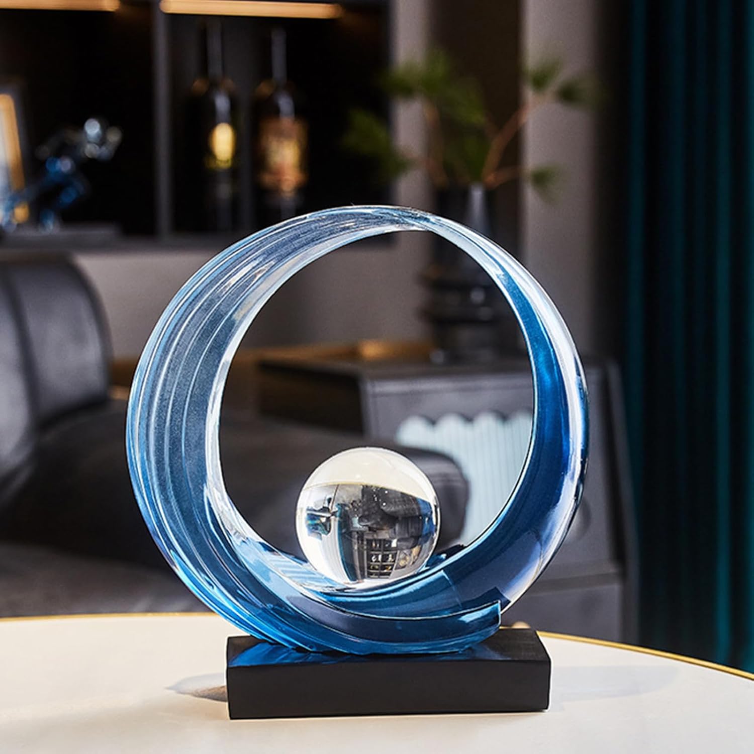 Wave Resin Origami Statue Modern Abstract Home Decoration Sculpture Abstract Office Desk / Blue