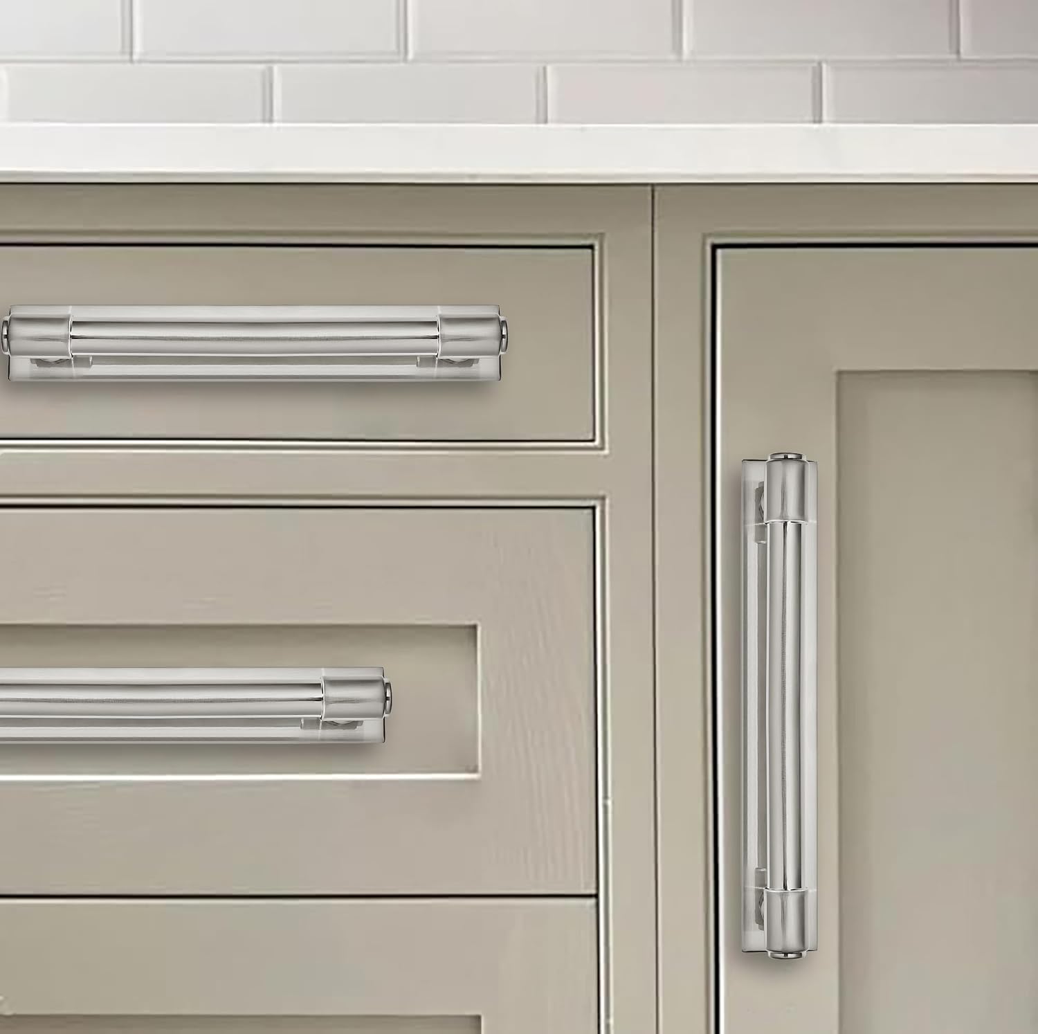 5 Pack 3 Inch(76 mm) Center to Center Brushed Satin Nickel Cabinet Pull Backplate with Base Plate Zinc Solid Kitchen
